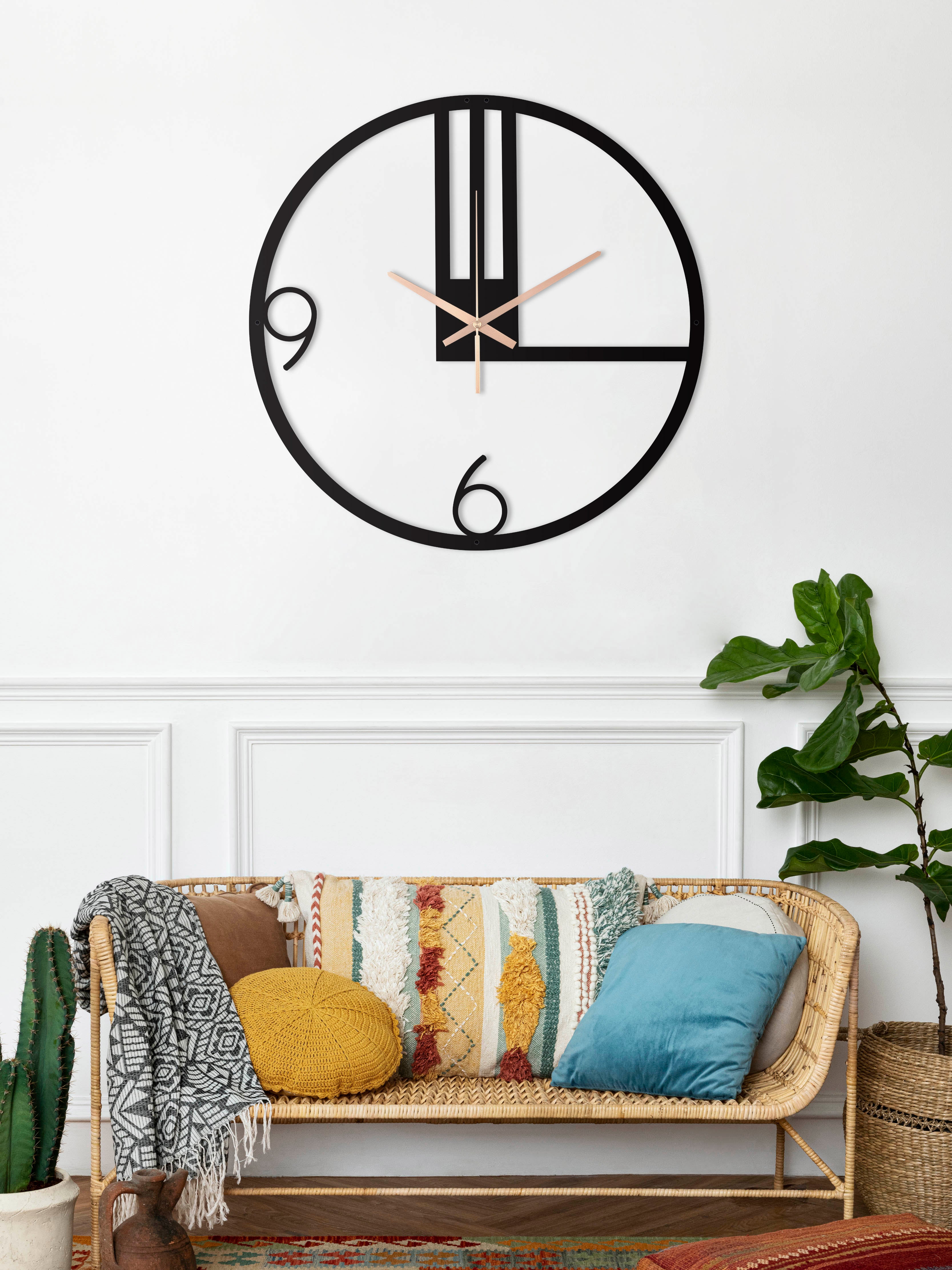 Modern Black Silent Large Wall Clock Art