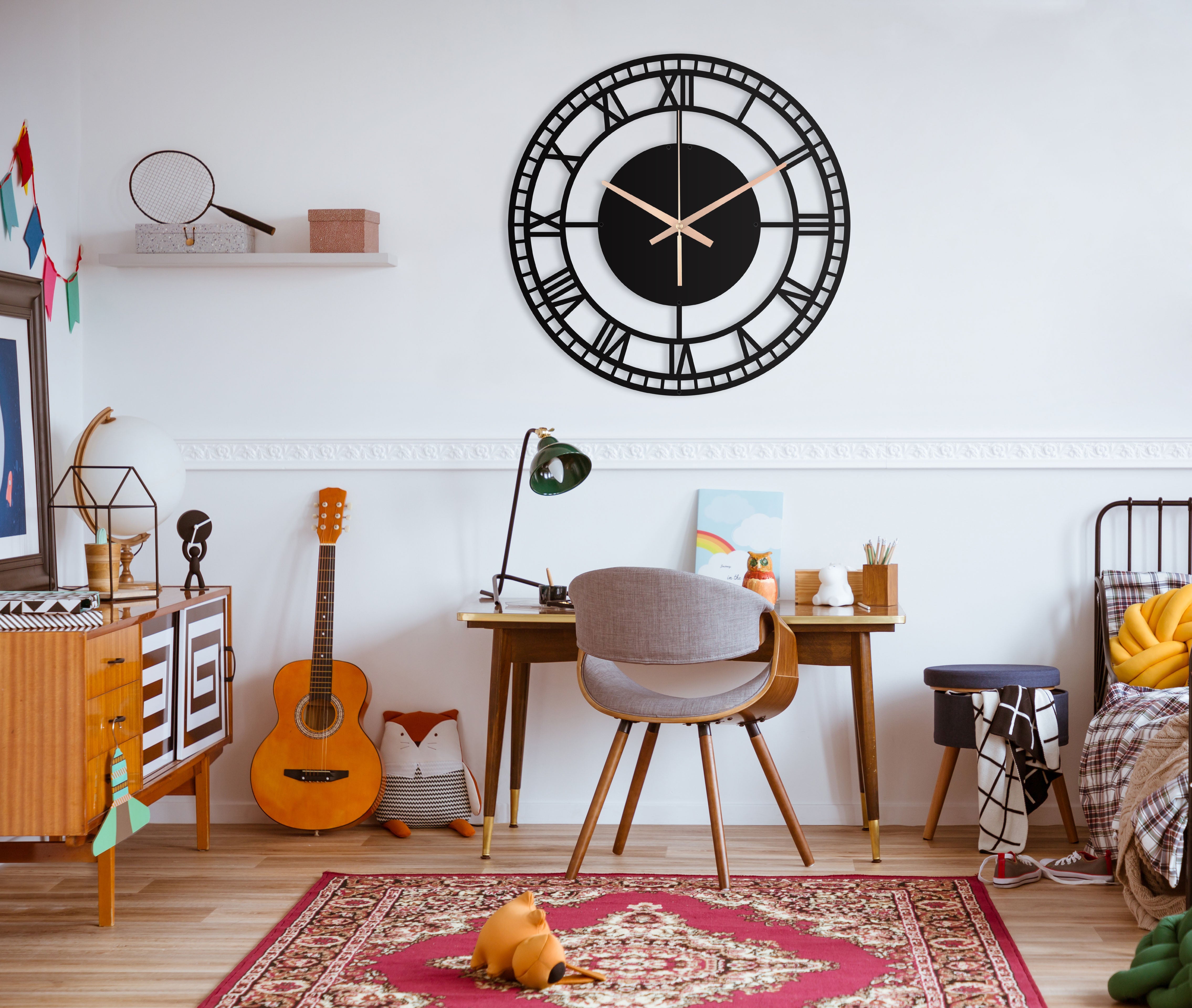 Farmhouse Wall Clock With Roman Numbers