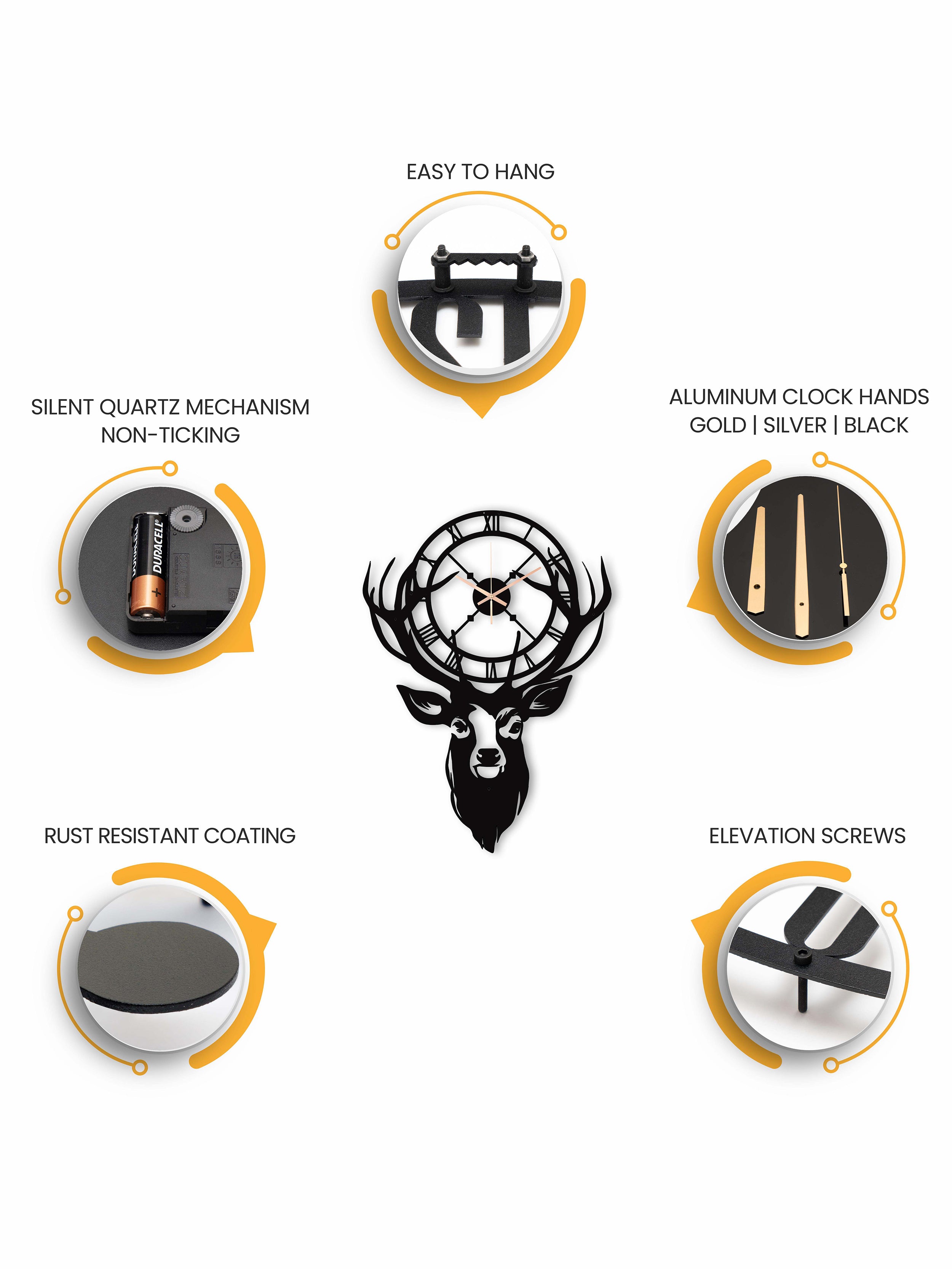 New Deer Oversize Metal Wall Clock