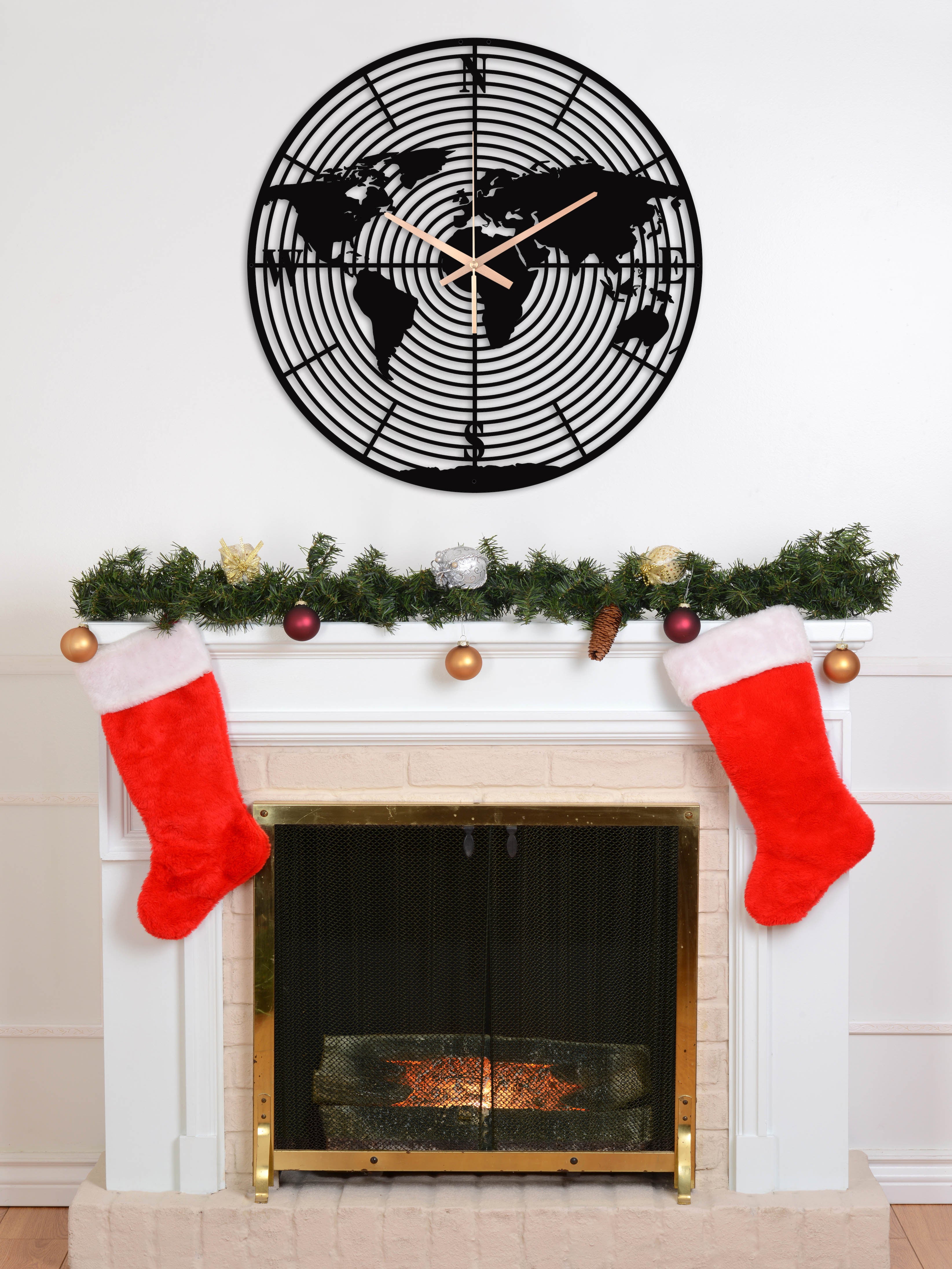 World Map Oversize Metal Wall Clock