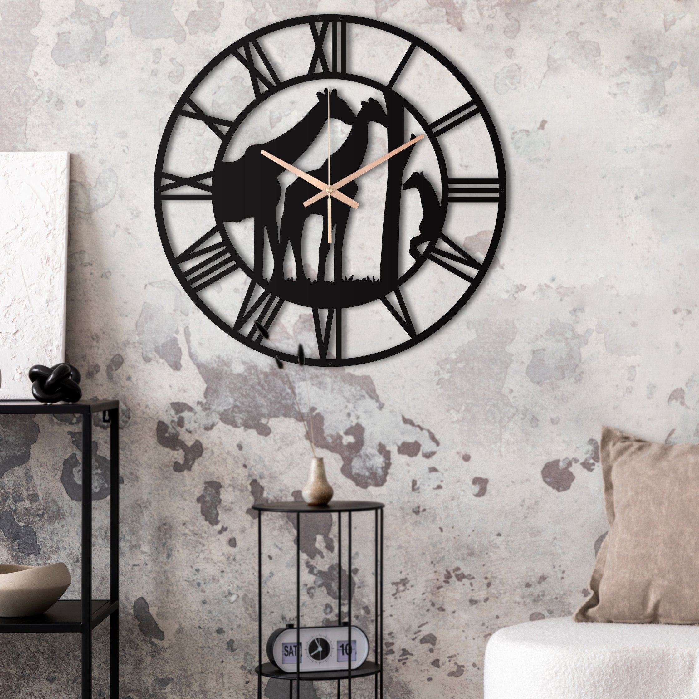 Giraffe Oversize Metal Wall Clock