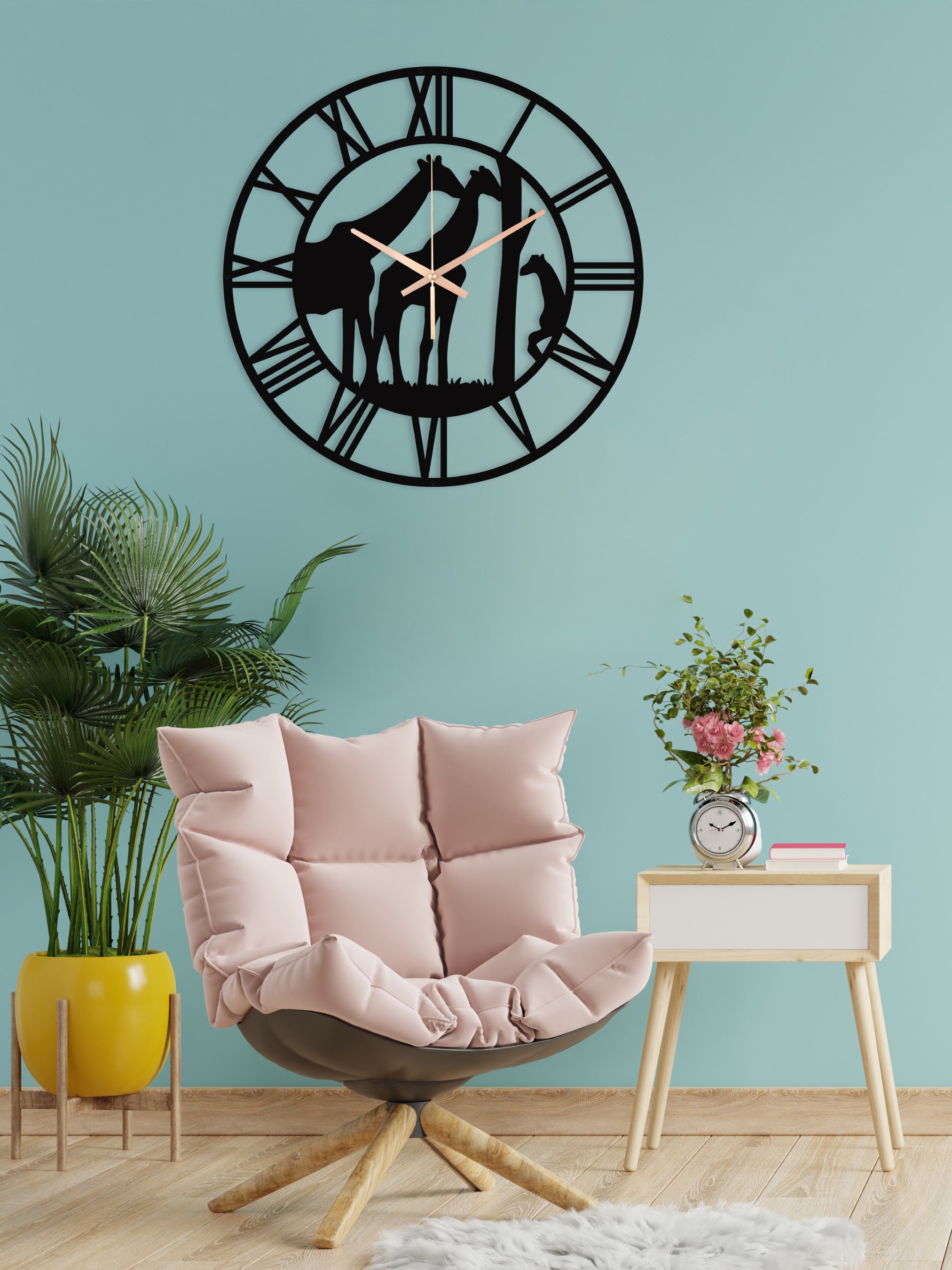 Giraffe Oversize Metal Wall Clock