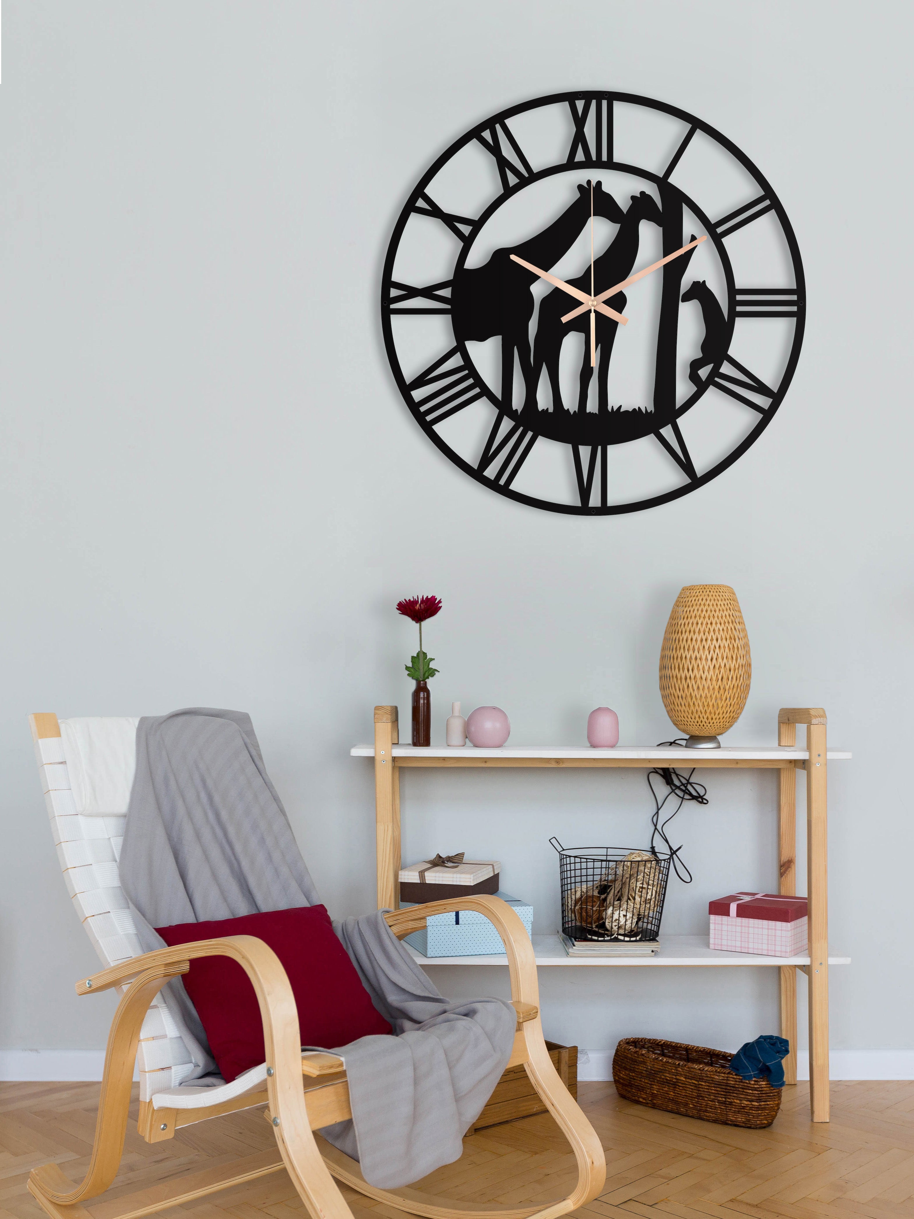 Giraffe Oversize Metal Wall Clock