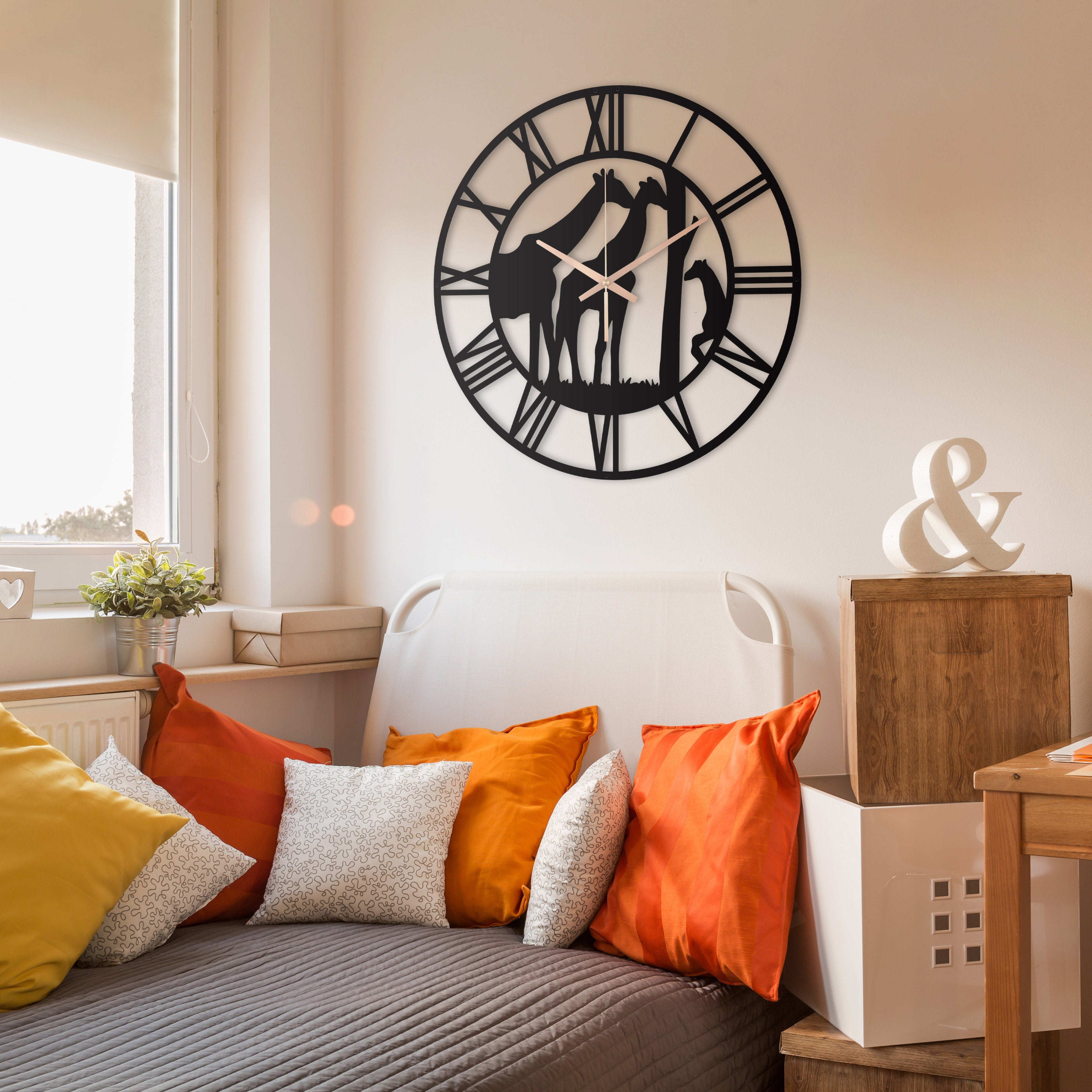 Giraffe Oversize Metal Wall Clock