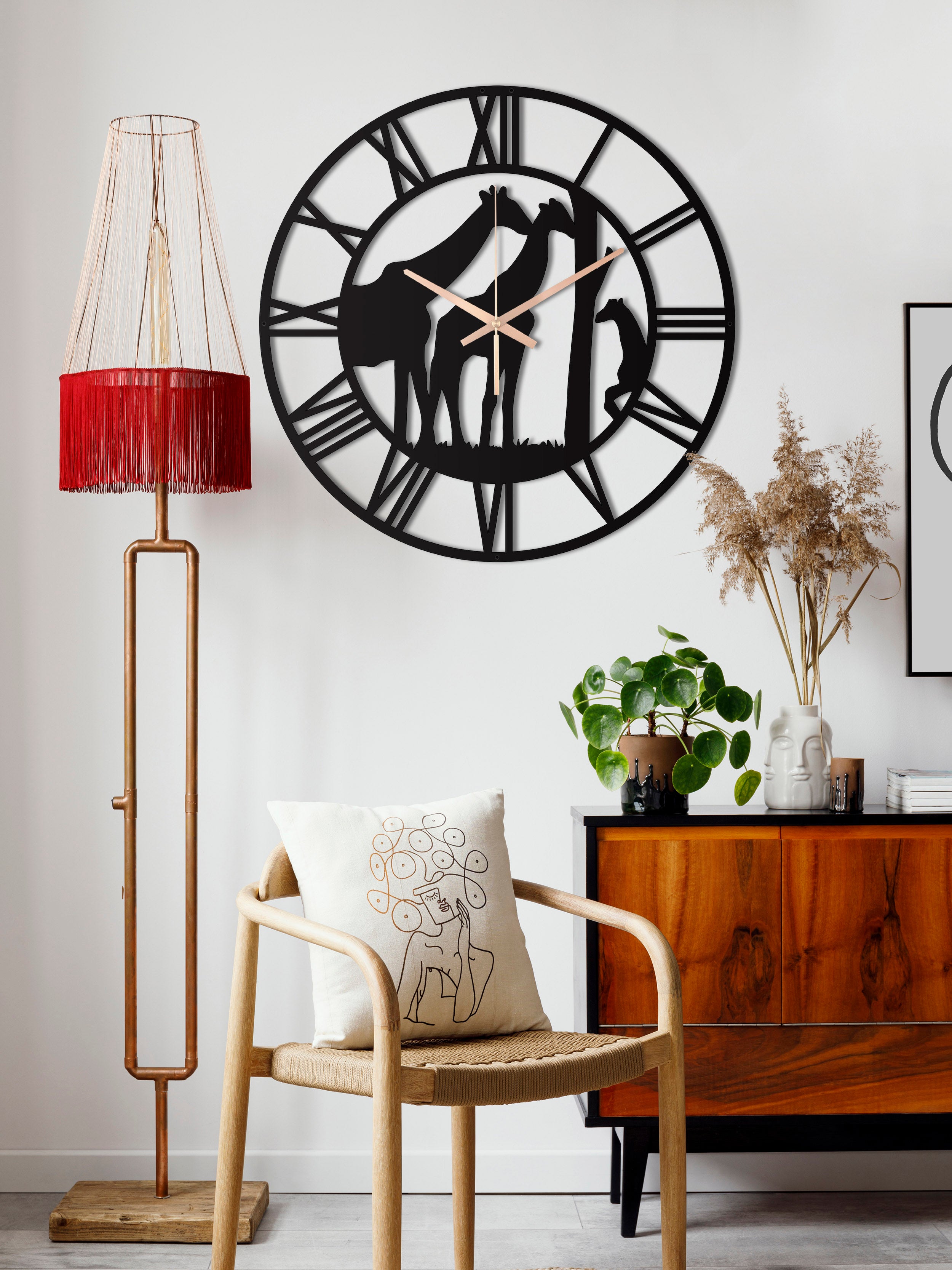 Giraffe Oversize Metal Wall Clock
