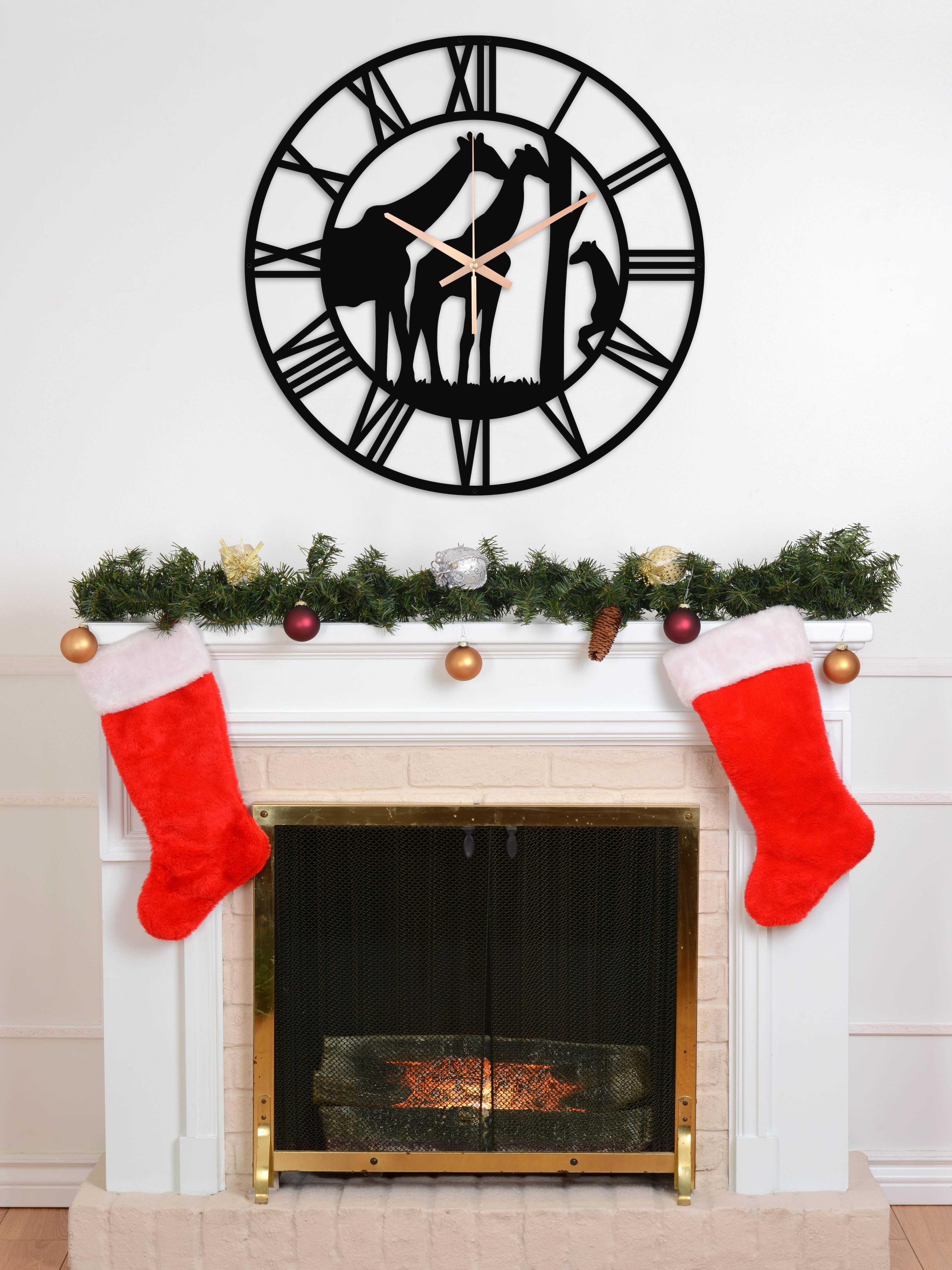 Giraffe Oversize Metal Wall Clock