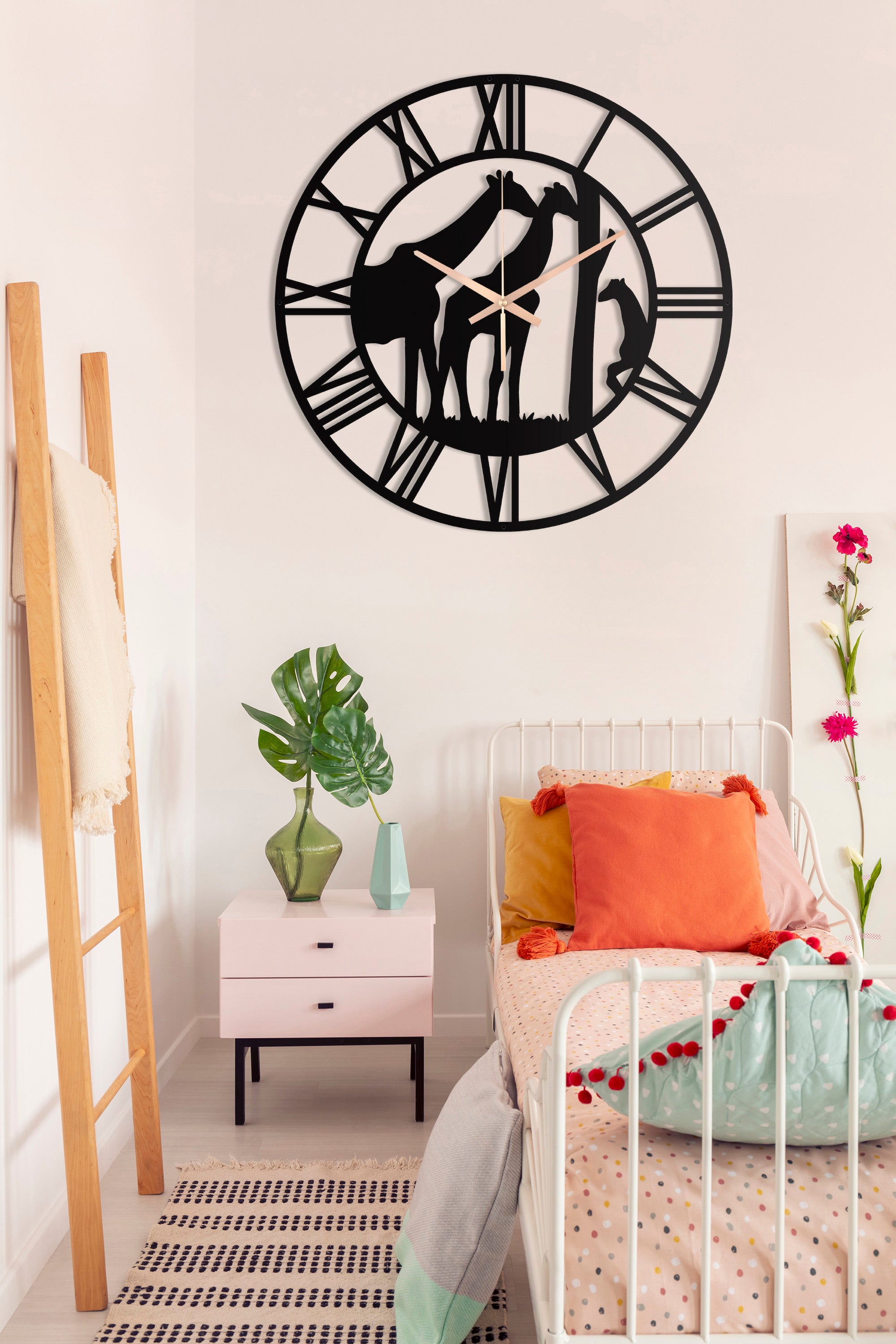 Giraffe Oversize Metal Wall Clock
