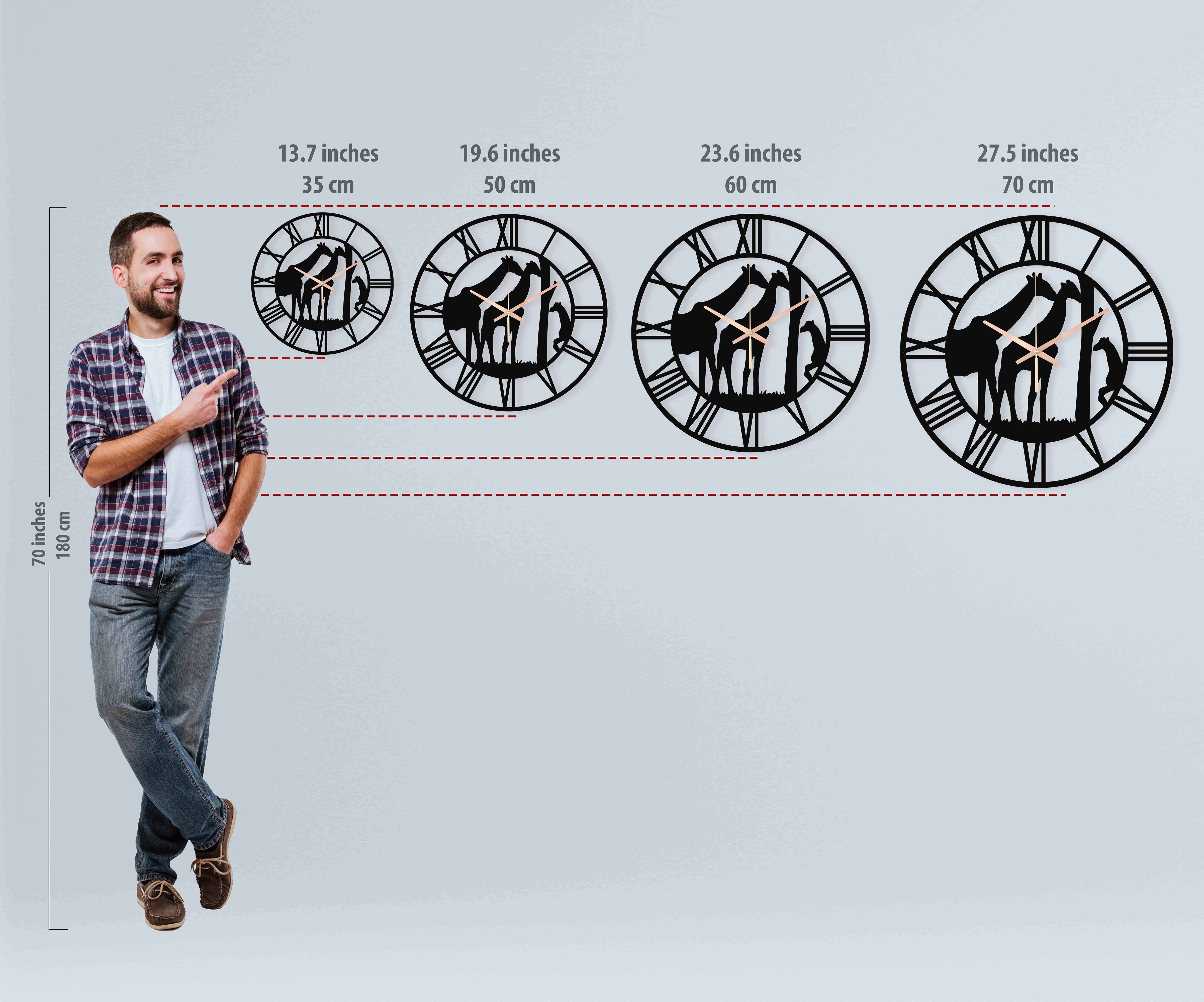 Giraffe Oversize Metal Wall Clock