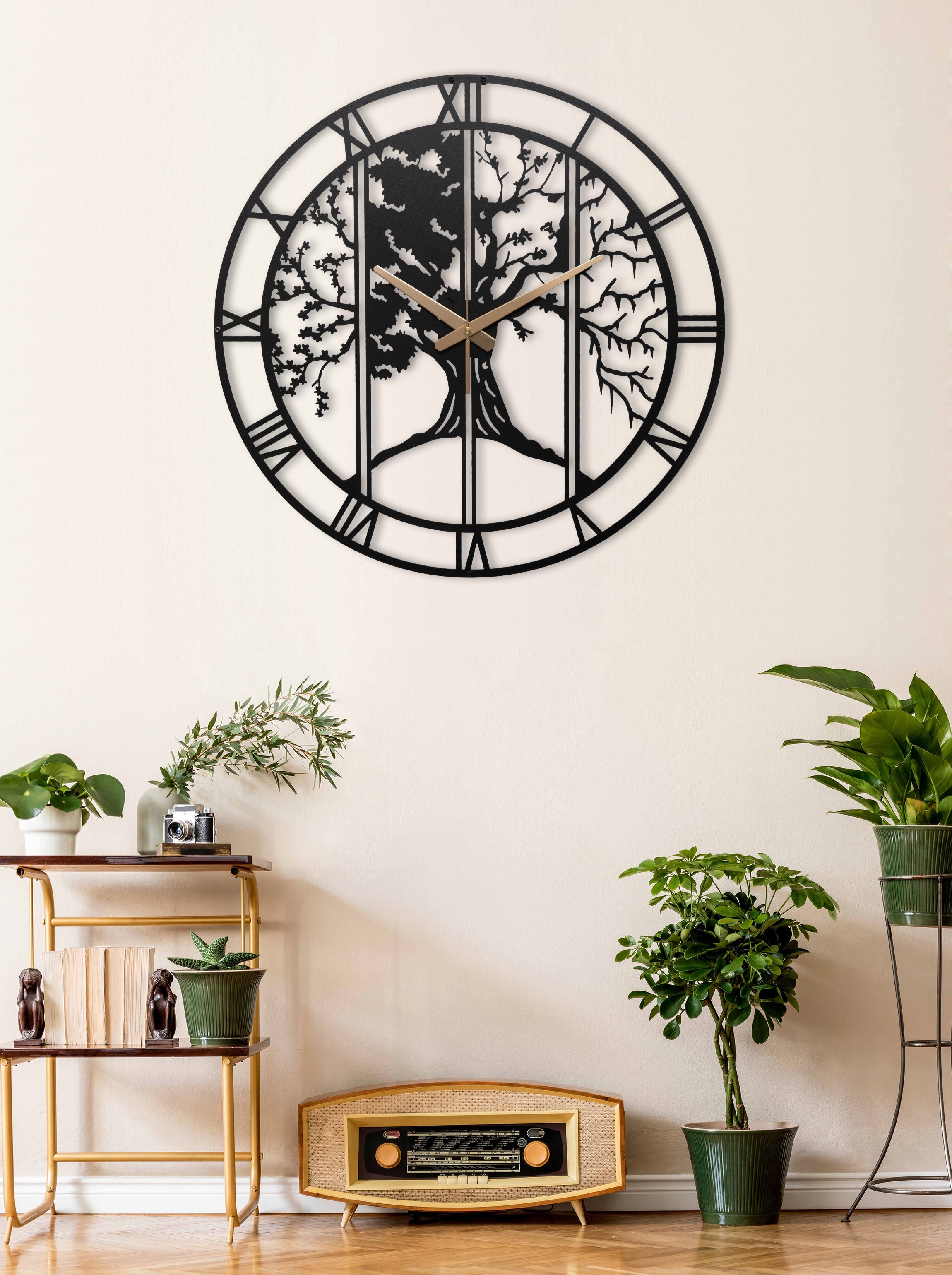 Four Season Metal Large Unique Wall Clock Horloge Murale