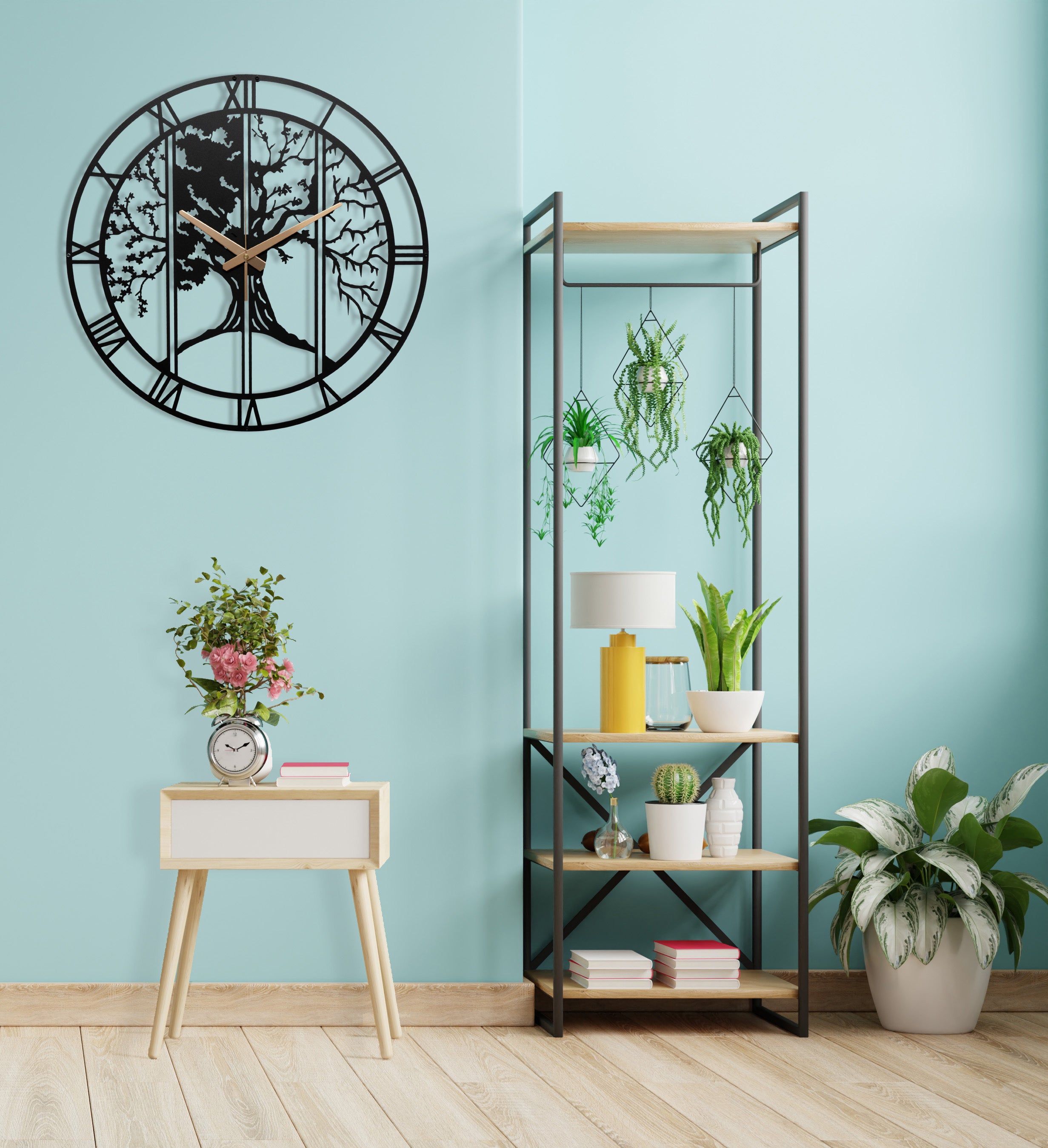 Four Season Roman Number Wall Clock/Oversized Patio Wall Art