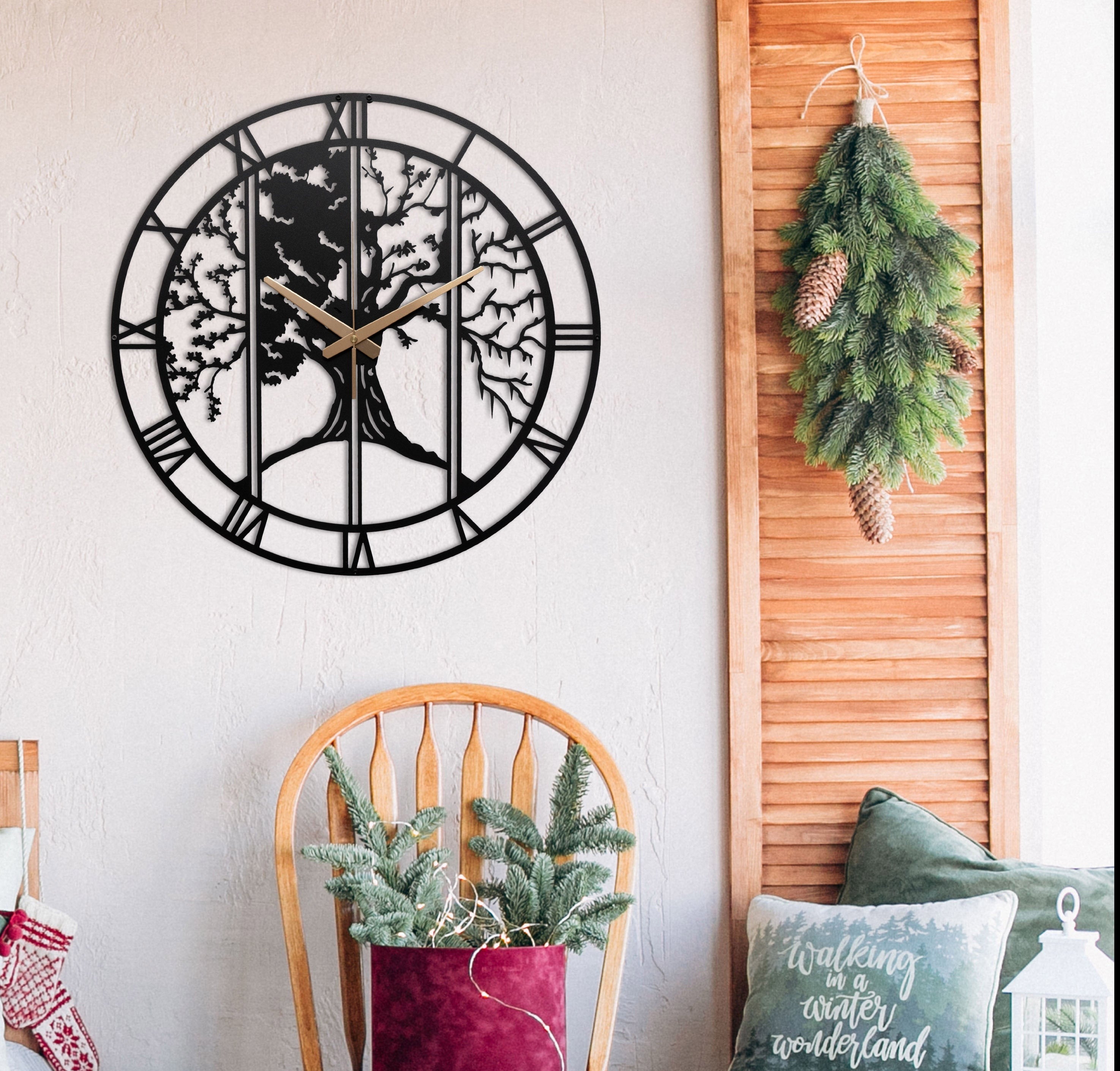 Four Season Metal Large Unique Wall Clock Horloge Murale