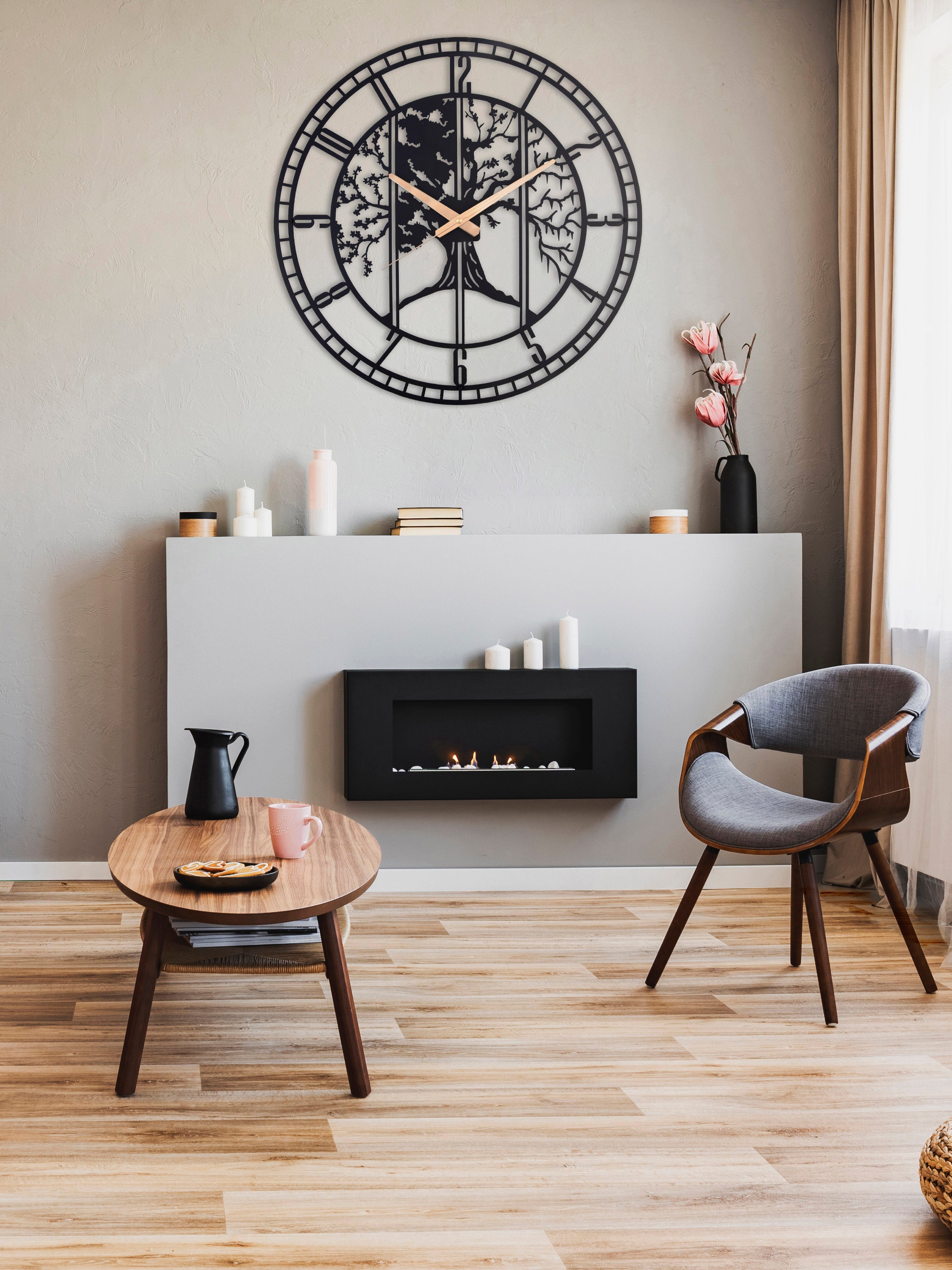 Modern Four Season Tree Silent Wall Clock