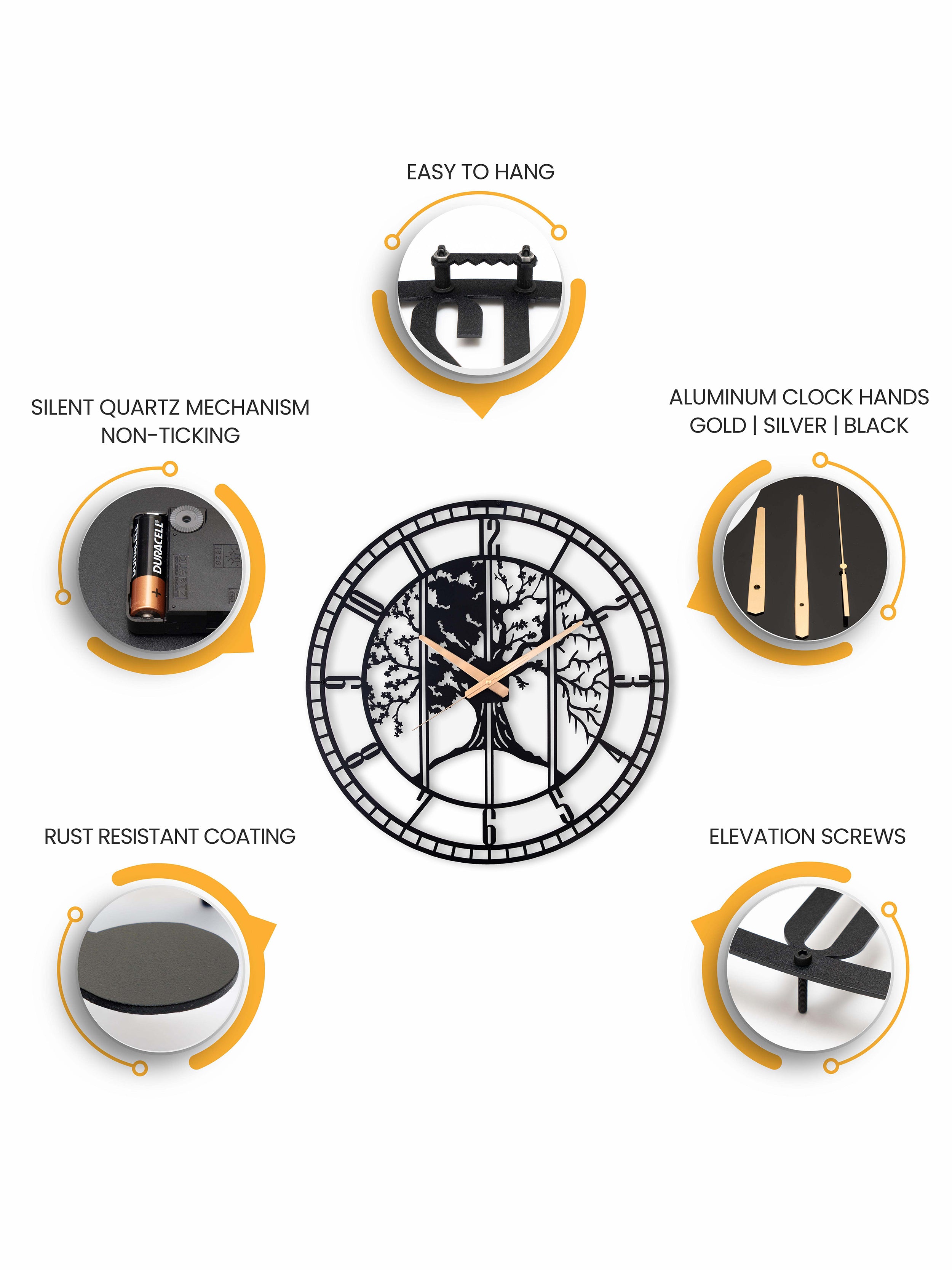 Modern Four Season Tree Silent Wall Clock