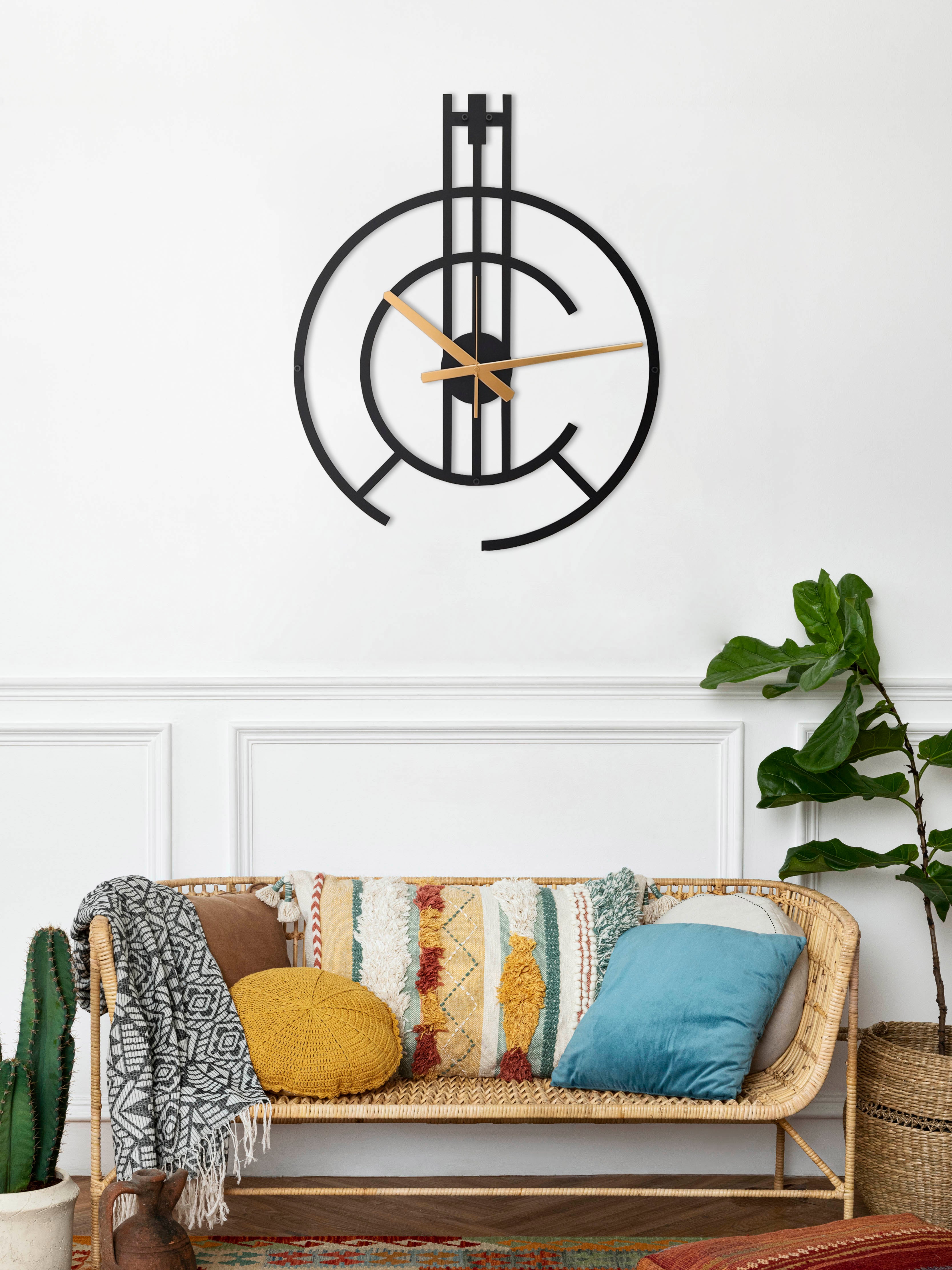 Modern Black C Wall Clock