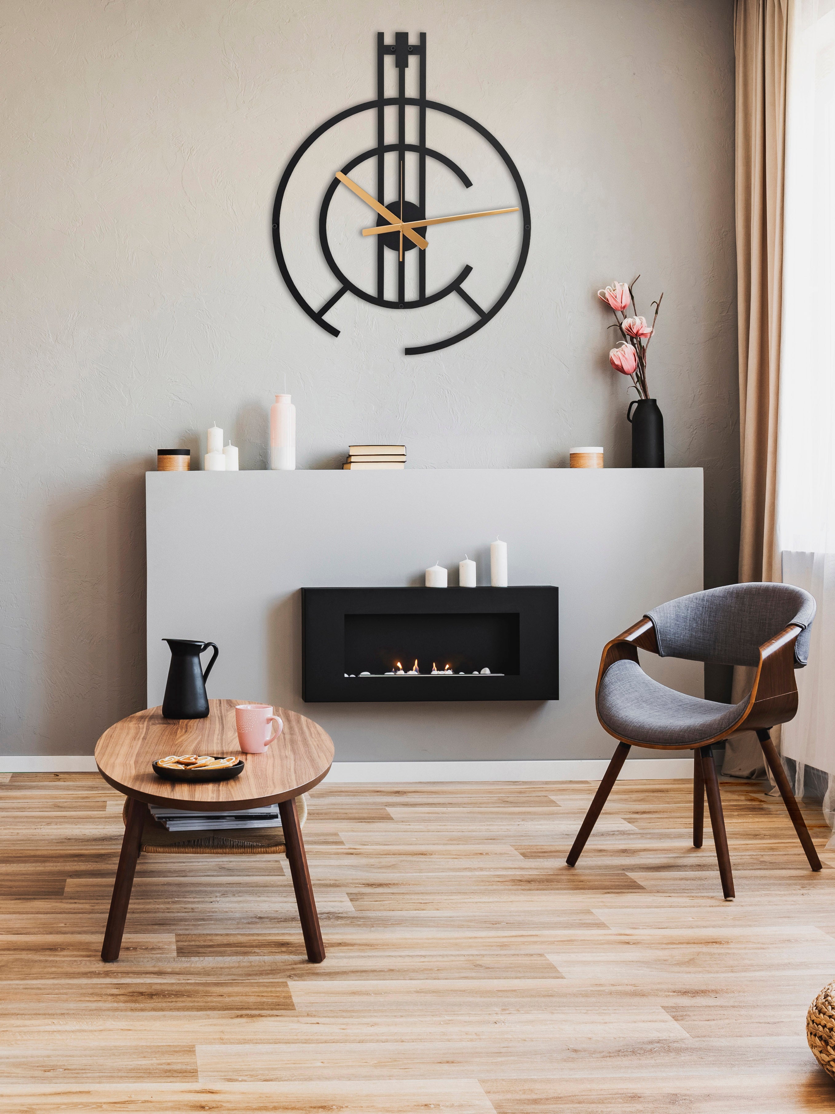 Modern Black C Wall Clock