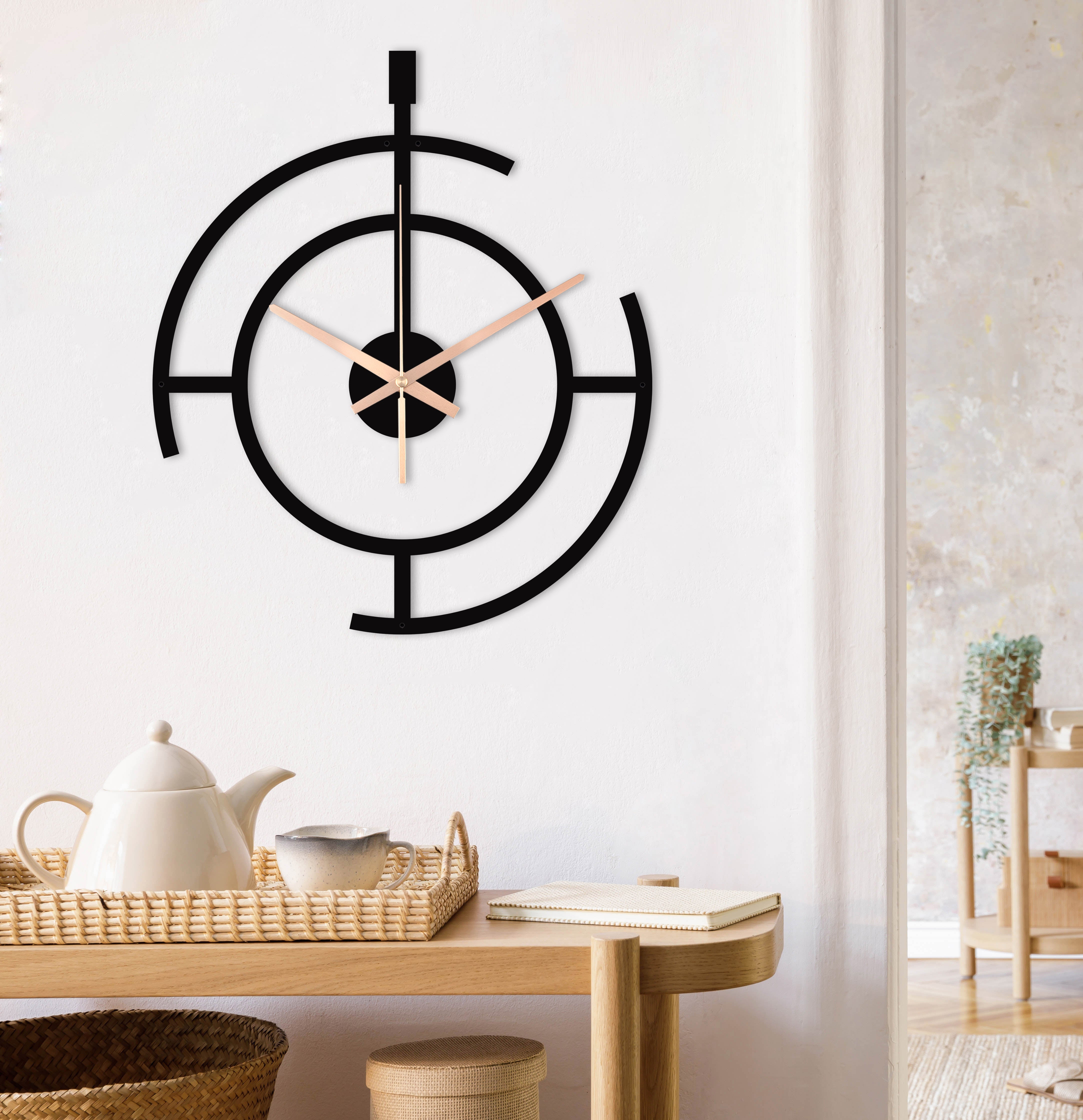 Oversize Modern Black Wall Clock O