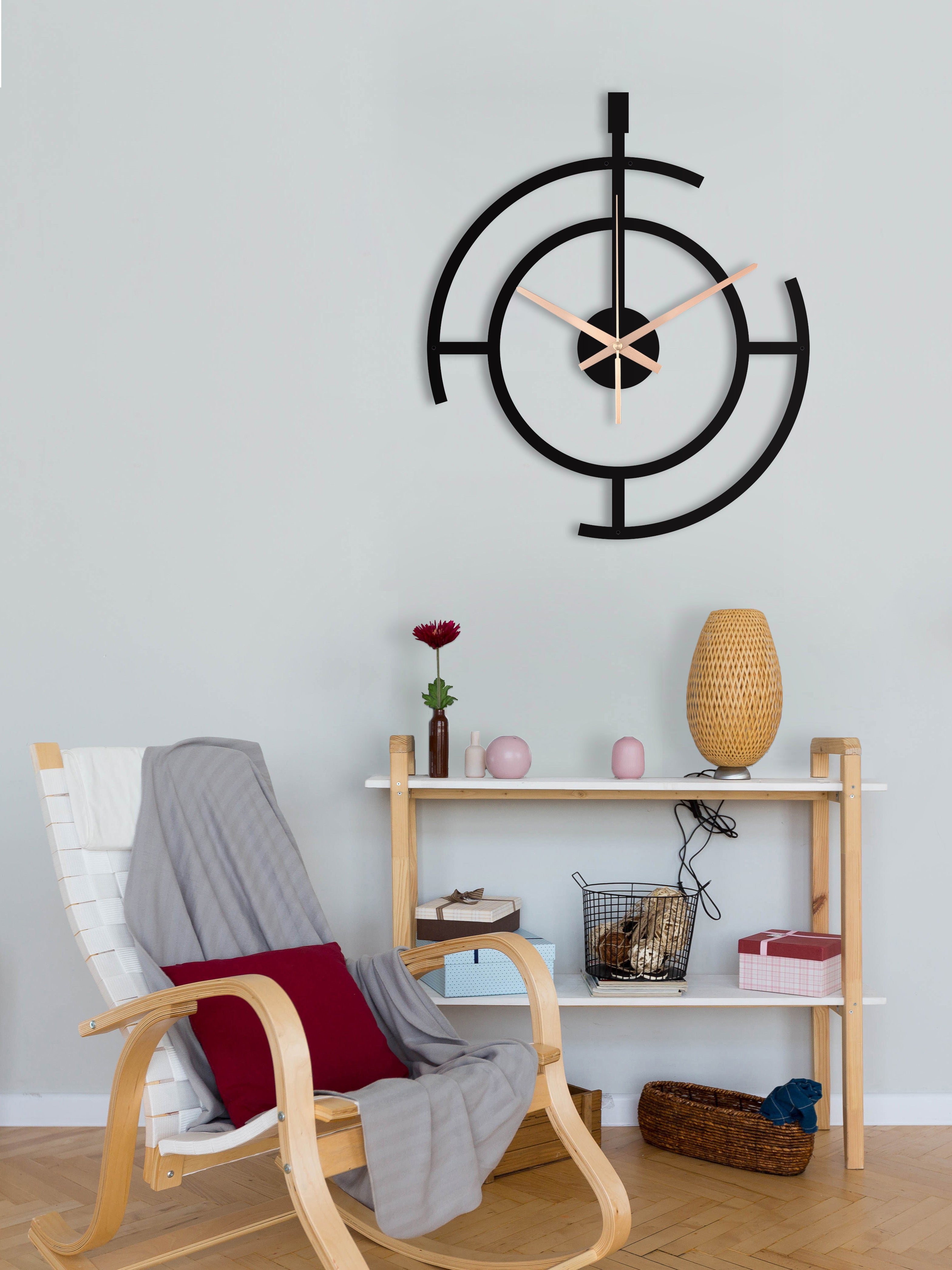 Oversize Modern Black Wall Clock O
