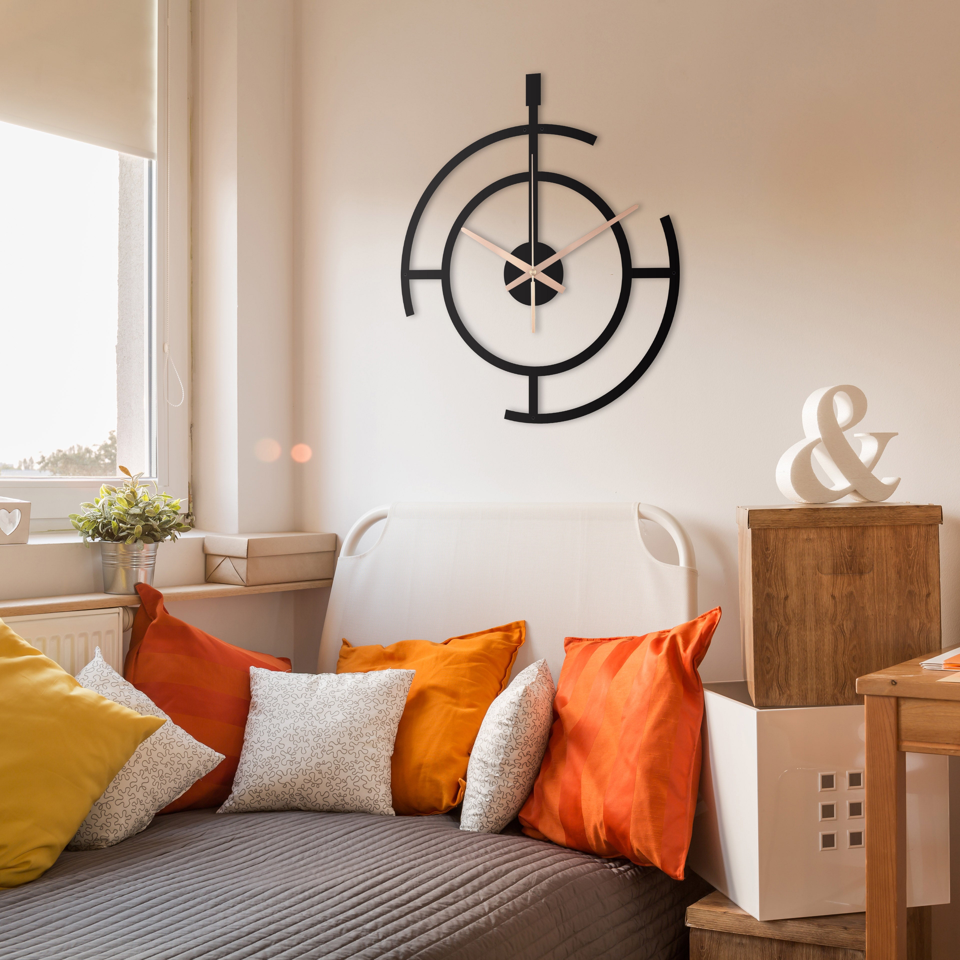 Oversize Modern Black Wall Clock O