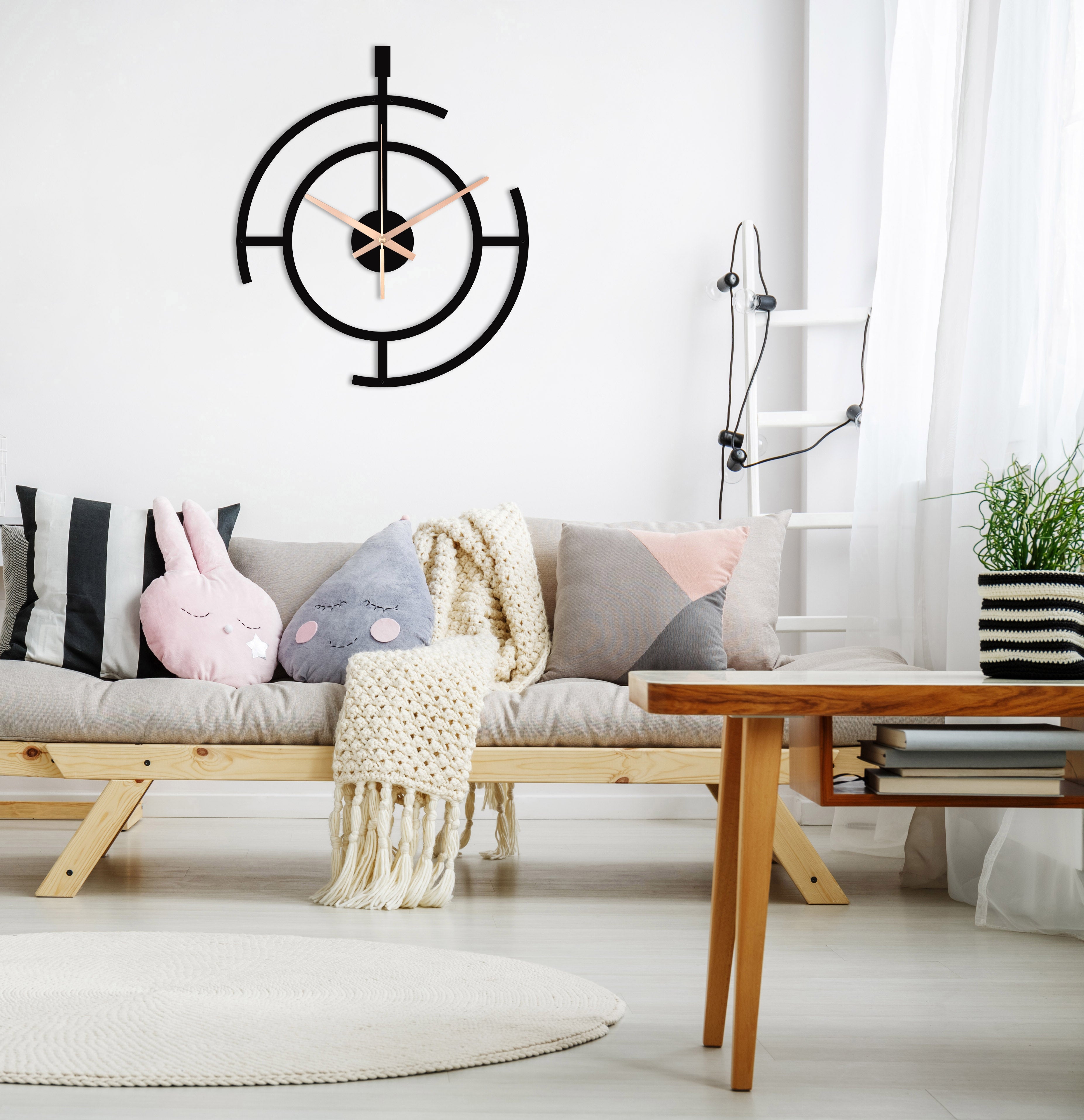 Oversize Modern Black Wall Clock O