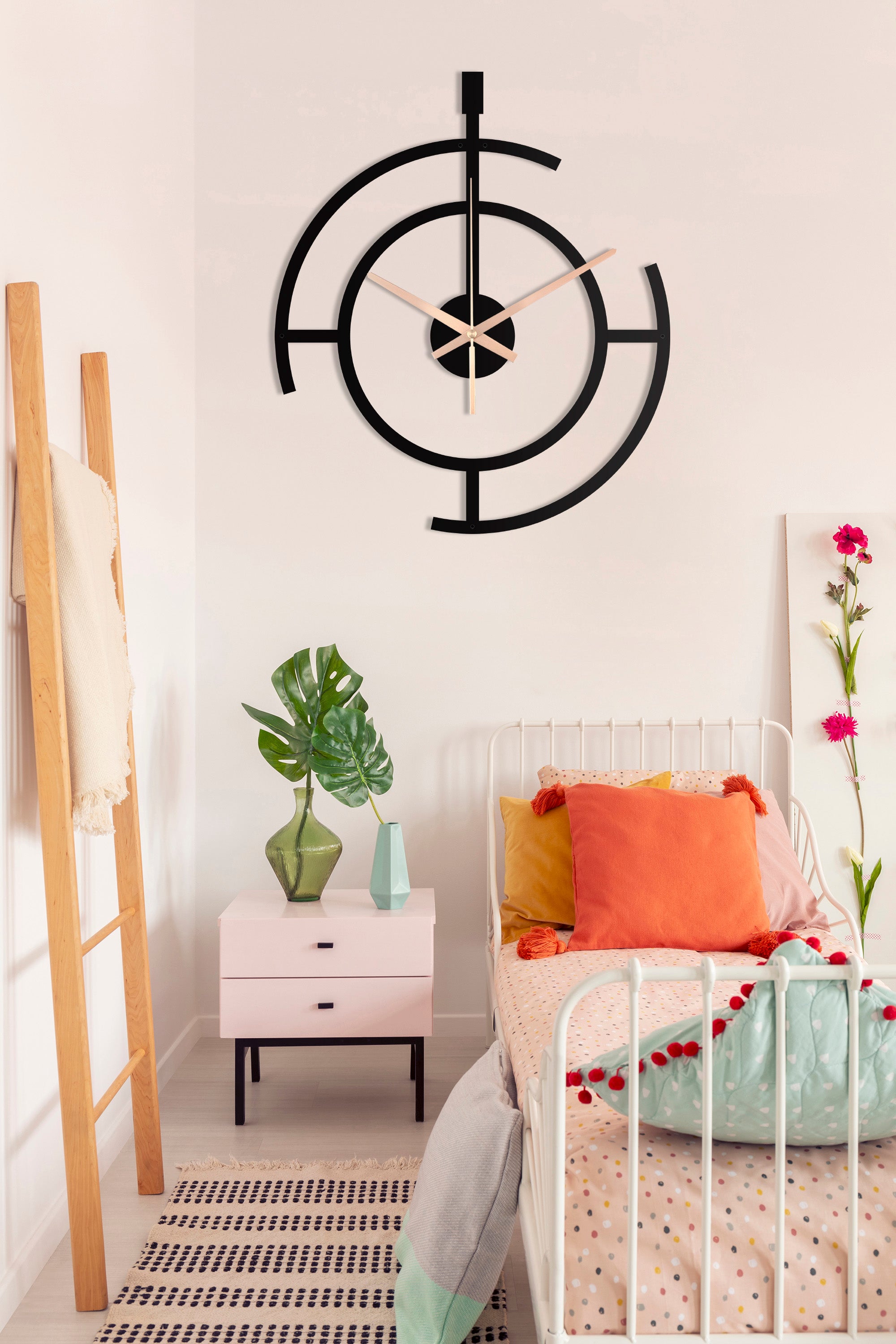 Oversize Modern Black Wall Clock O