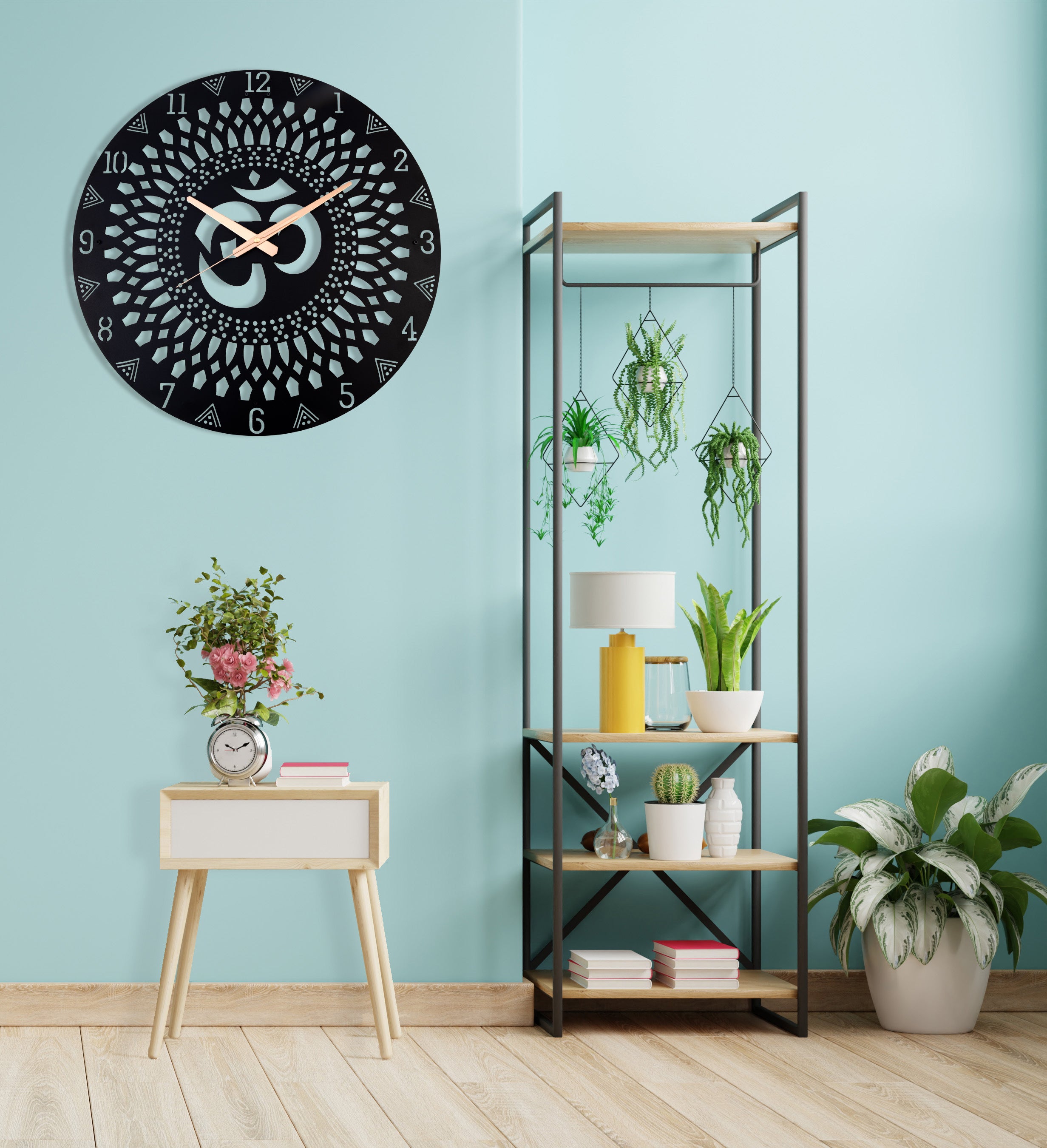 OM Symbol Black Modern Oversize Wall Clock