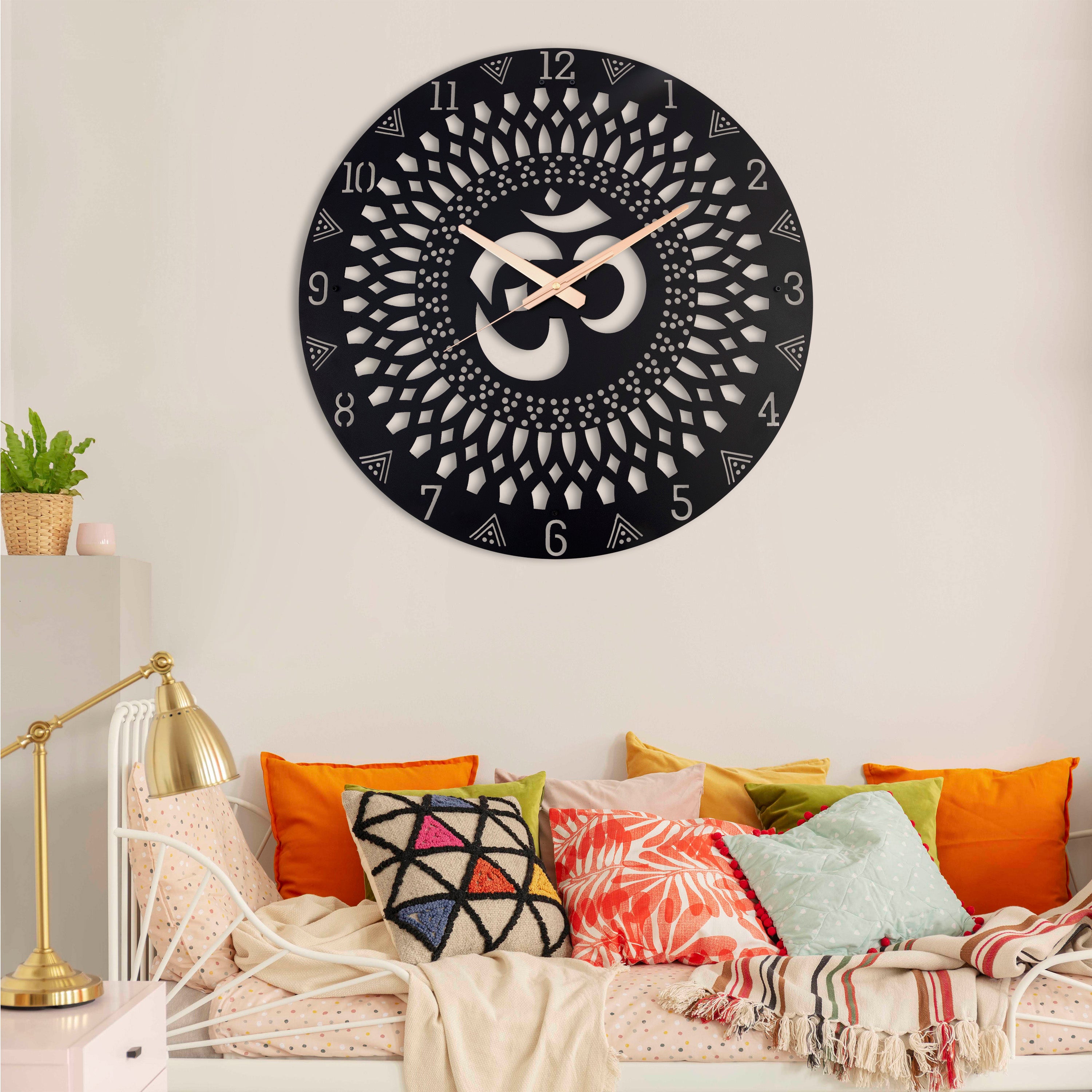 OM Symbol Black Modern Oversize Wall Clock