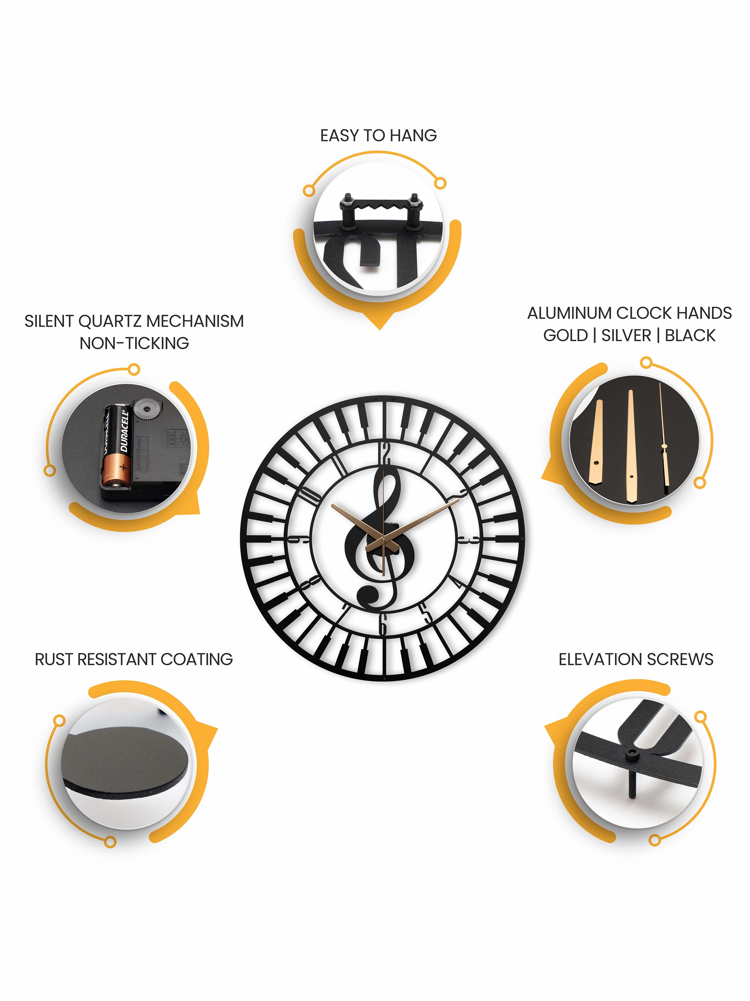 Music Wall Clock with Numbers
