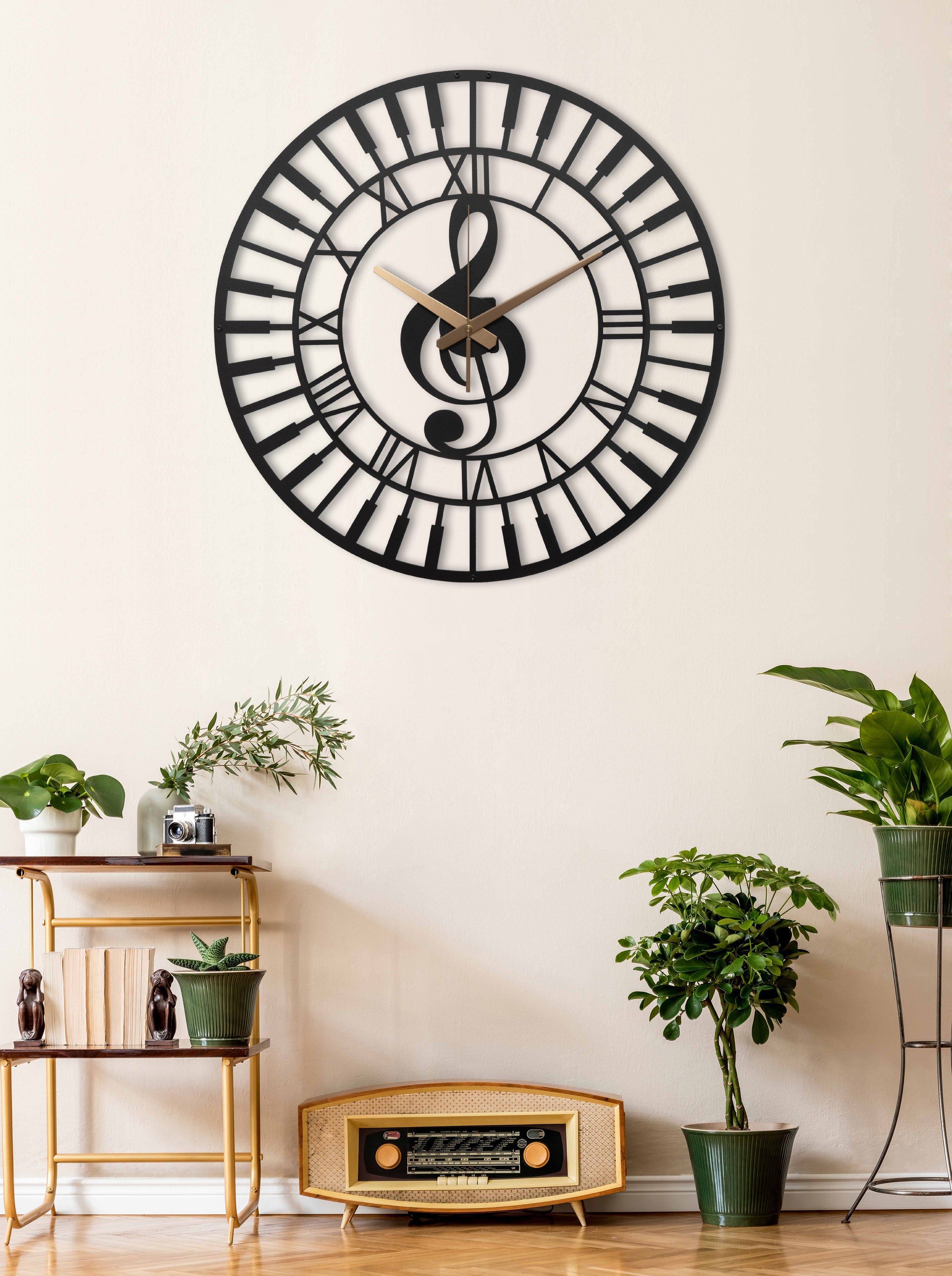 Music Wall Clock with Roman Numbers