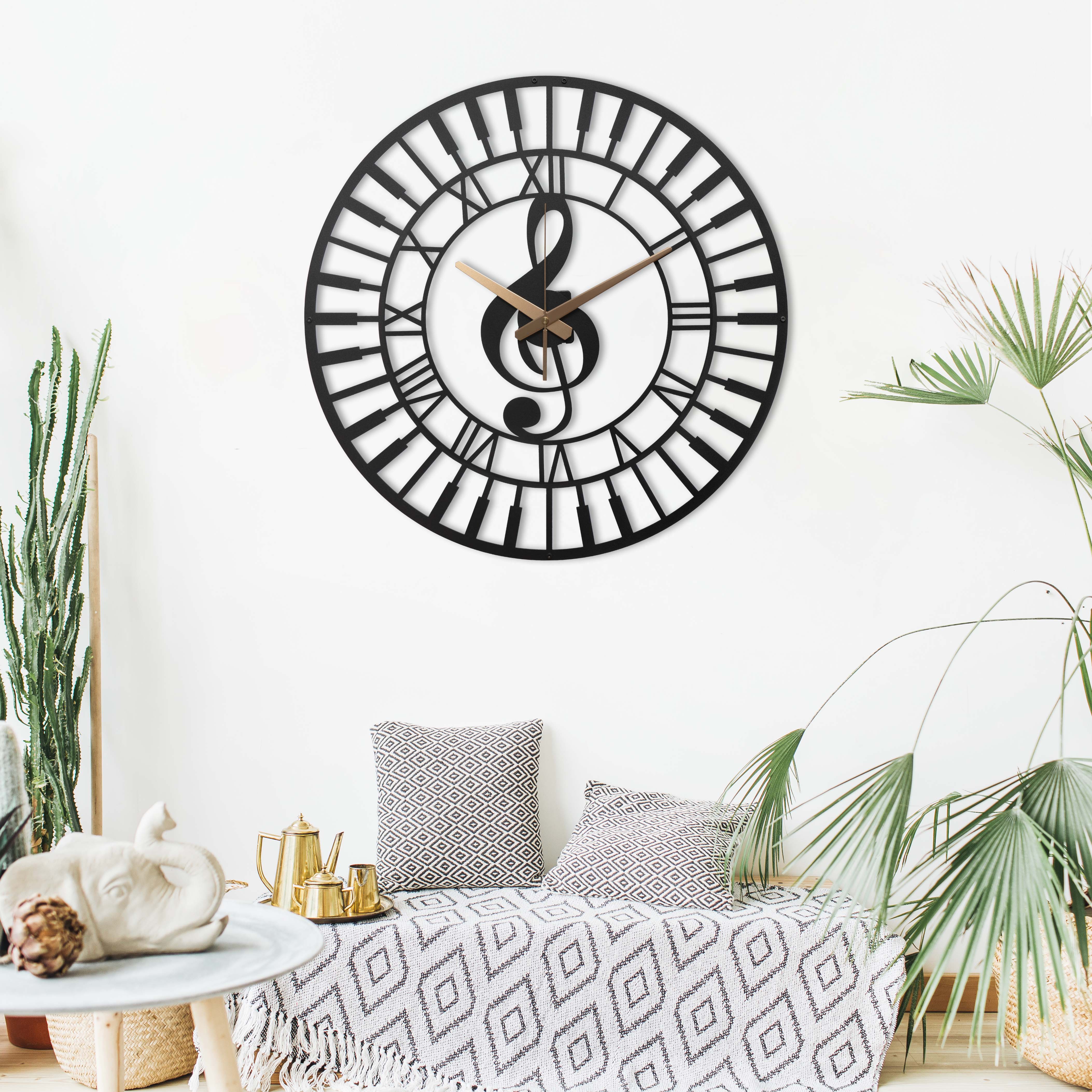 Music Wall Clock with Roman Numbers