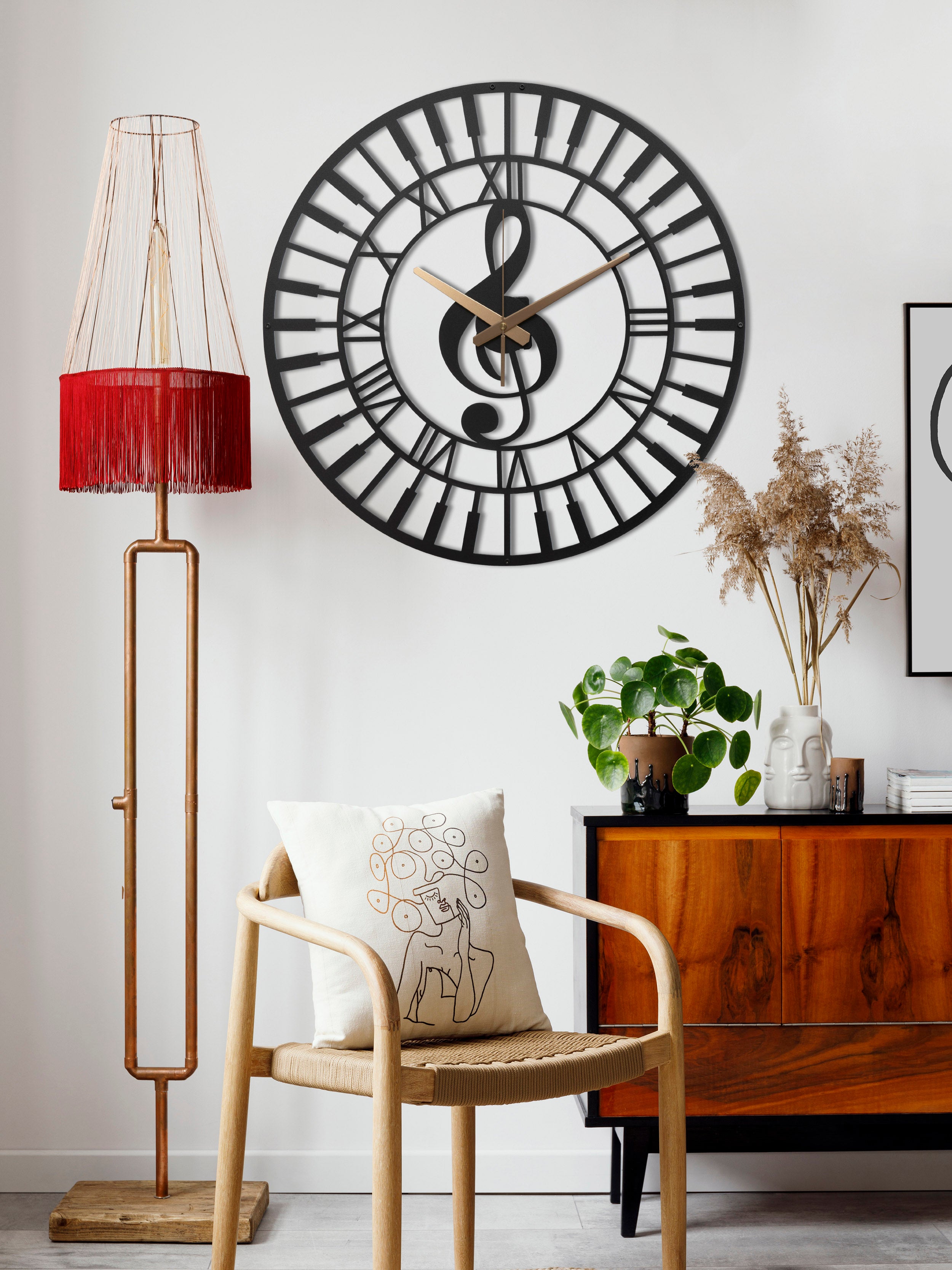 Music Wall Clock with Roman Numbers