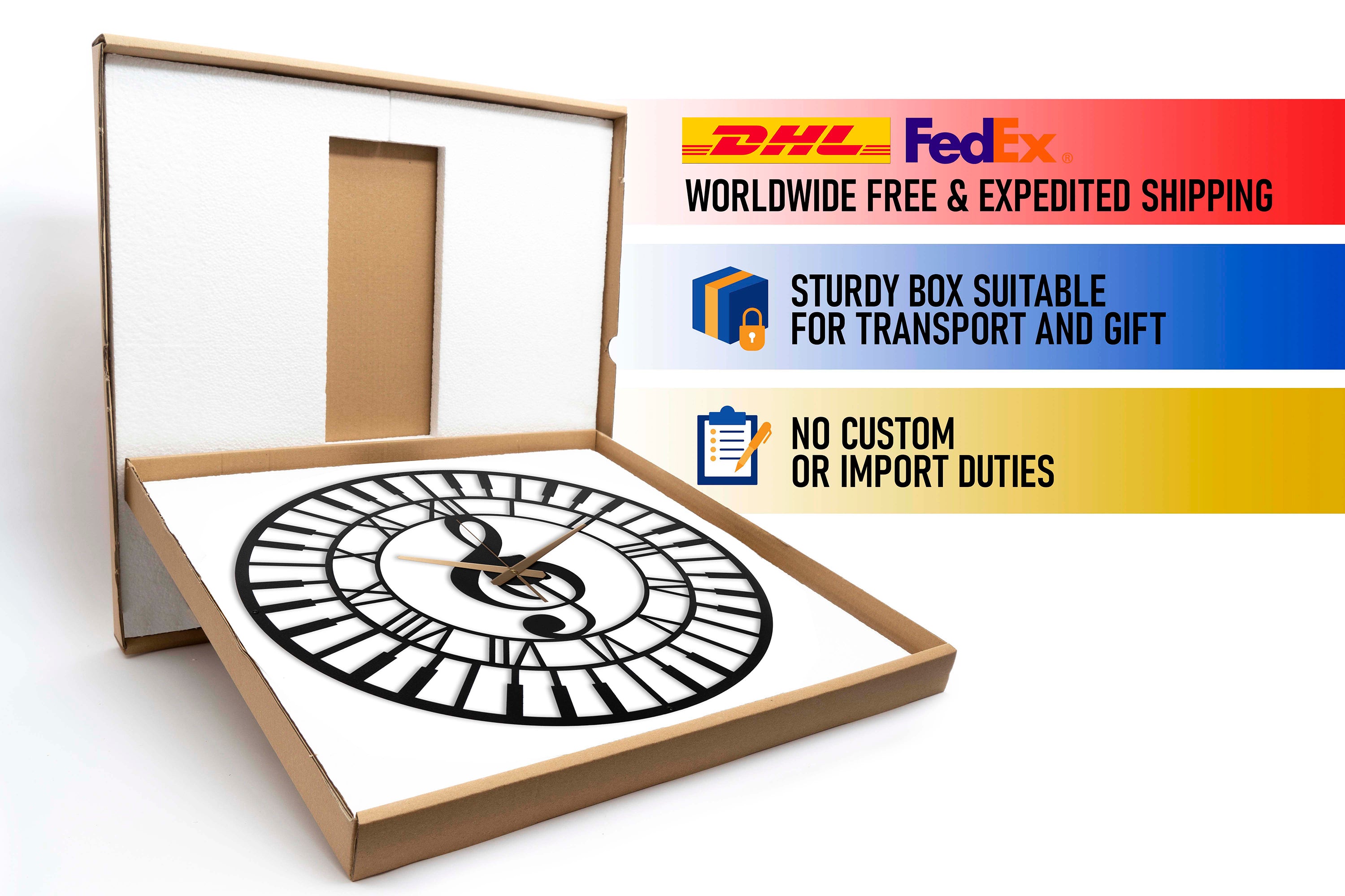 Music Wall Clock with Roman Numbers