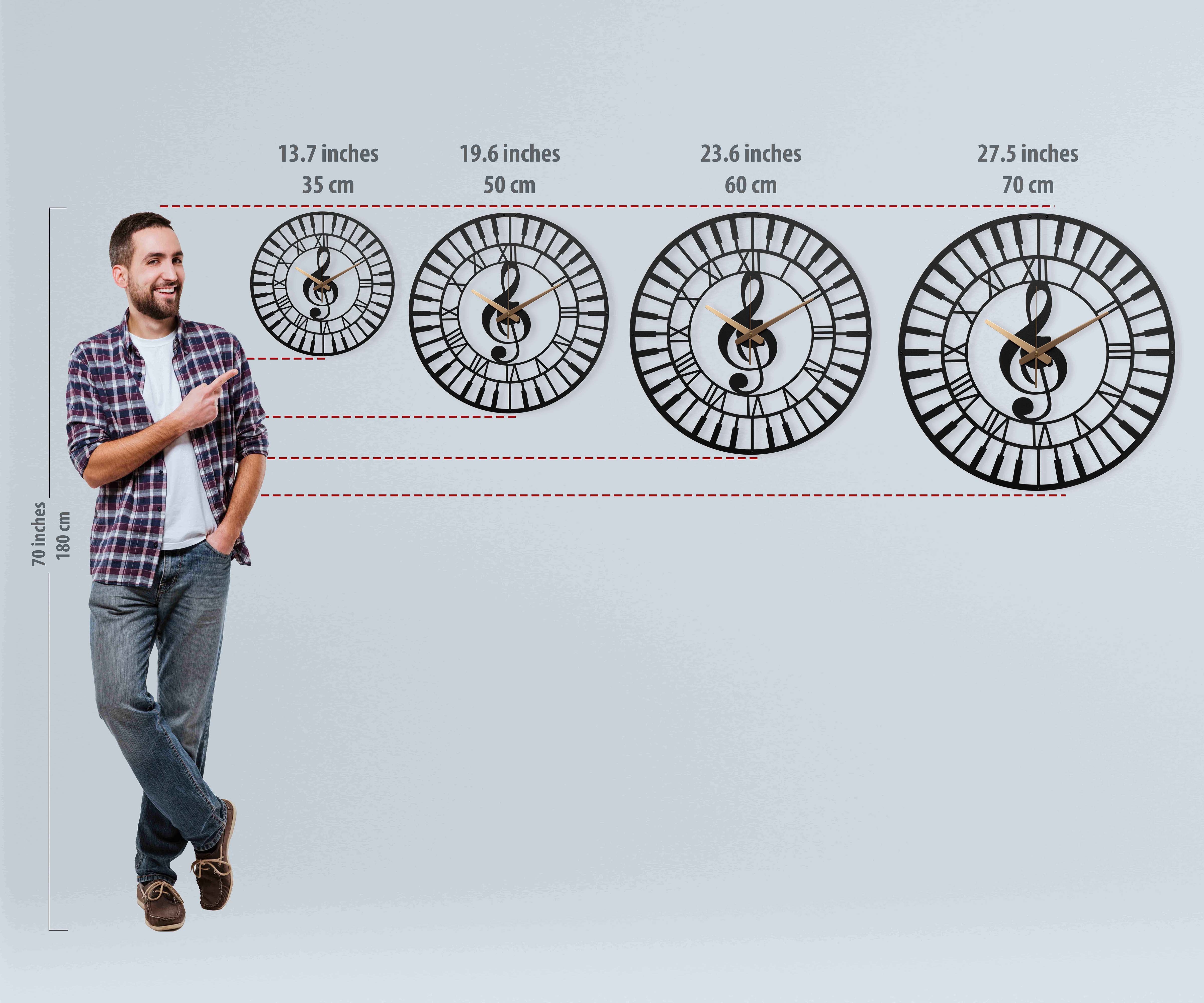 Music Wall Clock with Roman Numbers