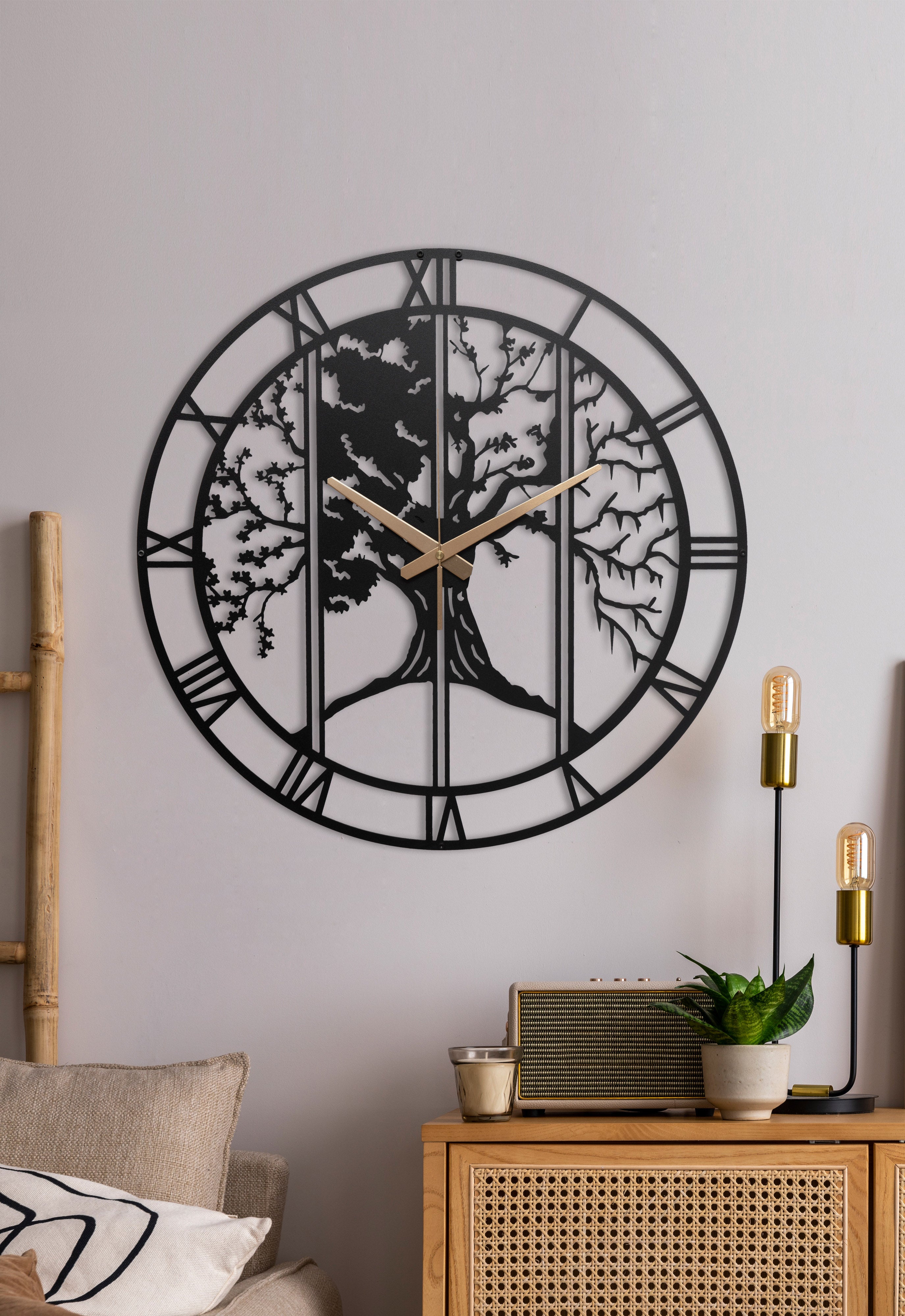 Four Season Roman Number Wall Clock/Oversized Patio Wall Art