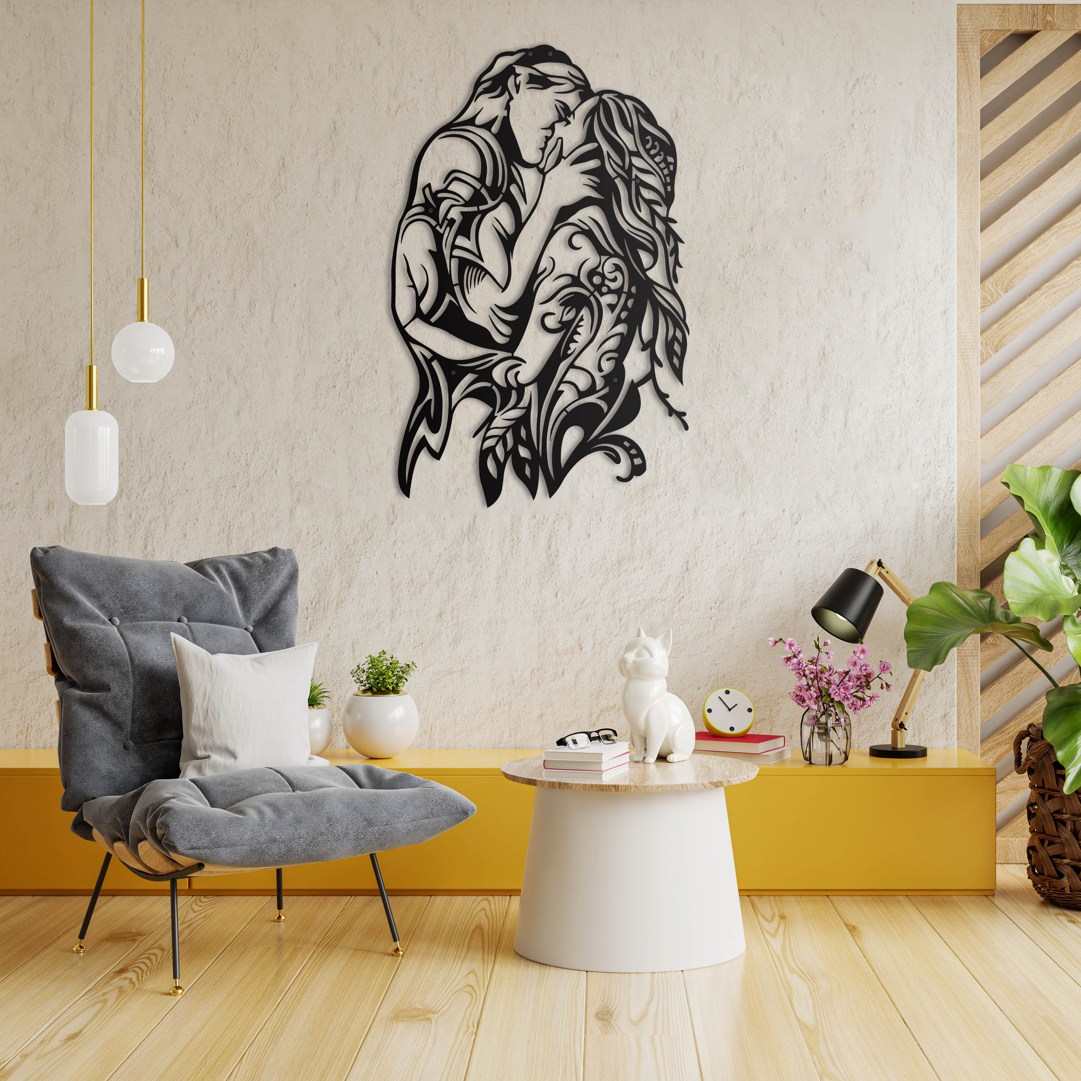 Kiss Chic Wall Decor,Modern Love Metal Wall Art,Sexy Bedroom Wall Decor, New Home Gift Idea Living Room Wall Art Decor Housewarming Gift Art