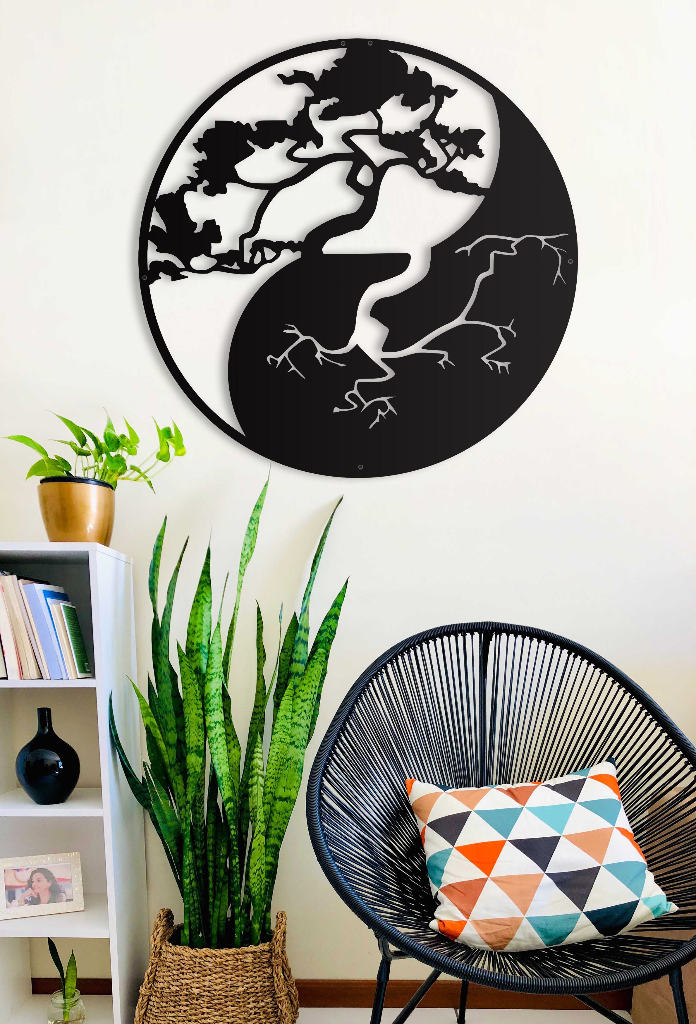 metal bonsai tree wall art Unique Bonsai Tree Wall Decor/Aesthetic Modern Metal Wall Art/ Gift For Her New Home Gift House Black Living Room Wall Decor L ( 70 cm )
