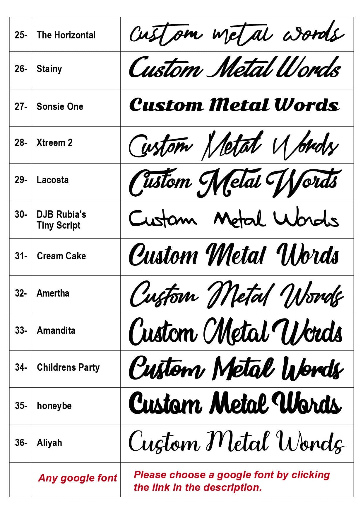 Custom Metal Words, Customized Name Script Metal Sign, Personalized Script Handwriting Family Name Decor, Metal Wall Decor