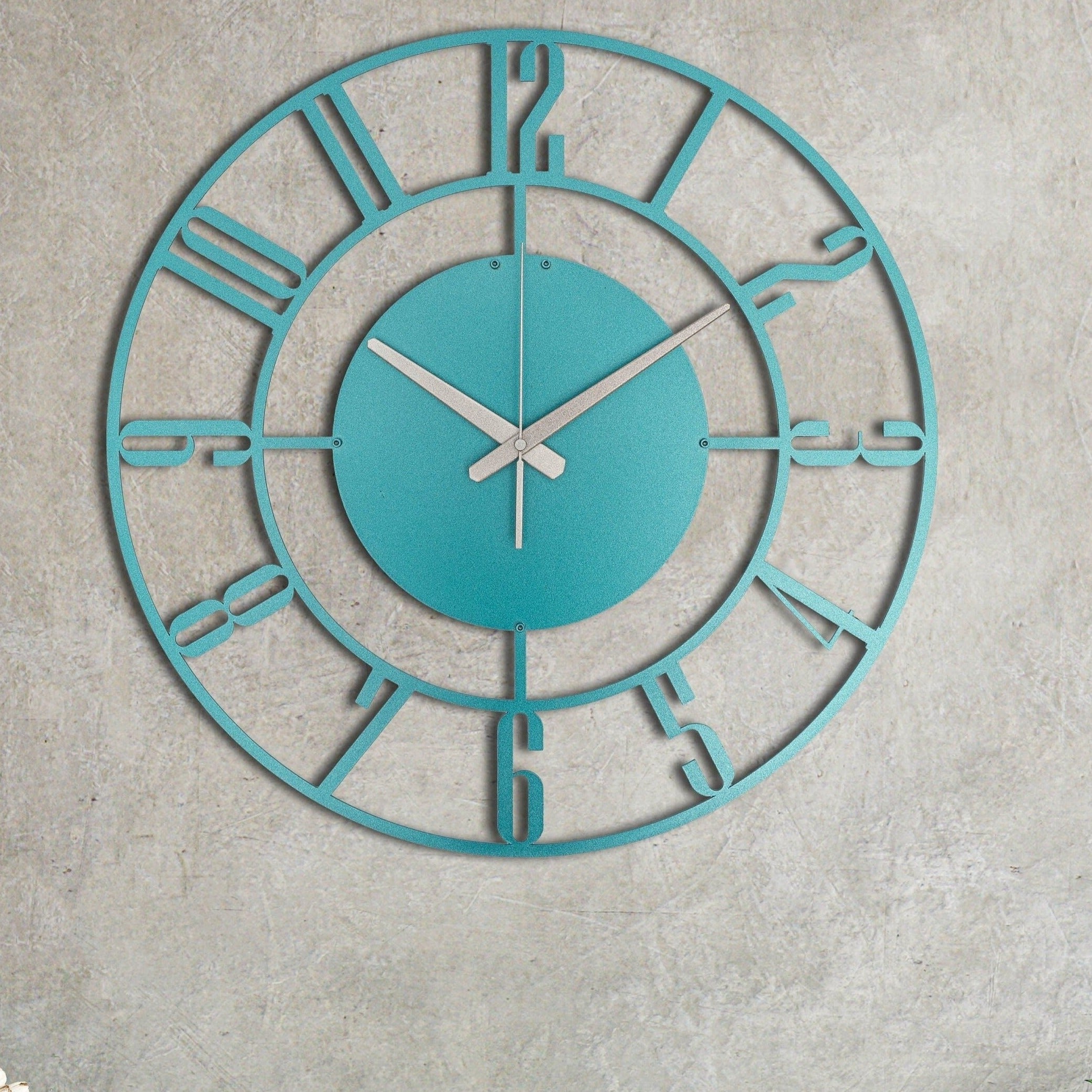 Blue Wall Clock, Large Turquoise Blue Clock, Small Wall Clock, Metal Wall Clock, Oversized Wall Clock, Unique Wall Clock, Clocks For Wall