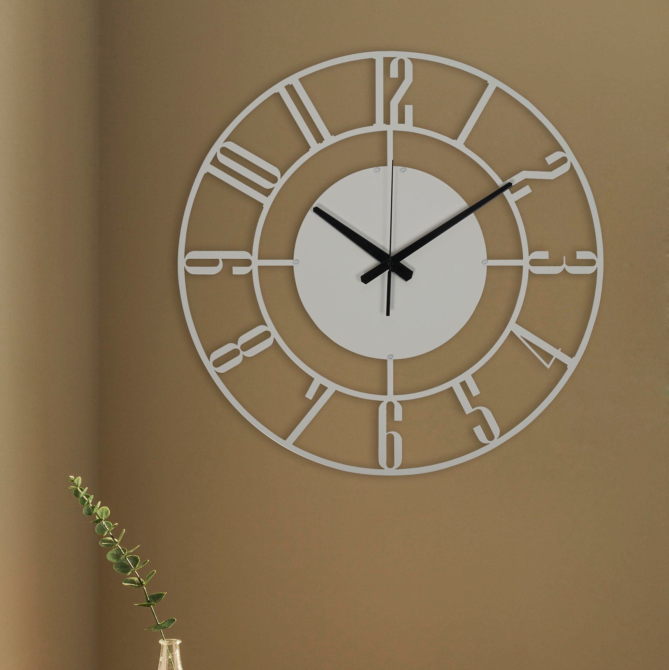 Silver Clock, Modern Wall Clock, Silent Wall Clock, Metal Wall Clocks, Unique Wall Clock With Numbers, Decorative Clock, Laser Cut Clock