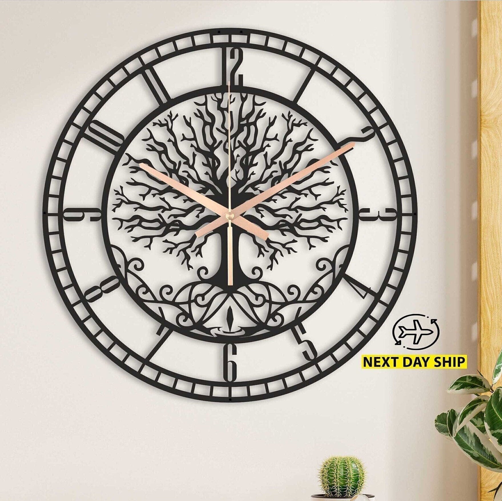 Large Tree Of Life Clock, Metal Wall Clock, Unique Wall Clock, Oversized Wall Clock, Living Room Wall Clocks With Numbers, Clocks For Wall
