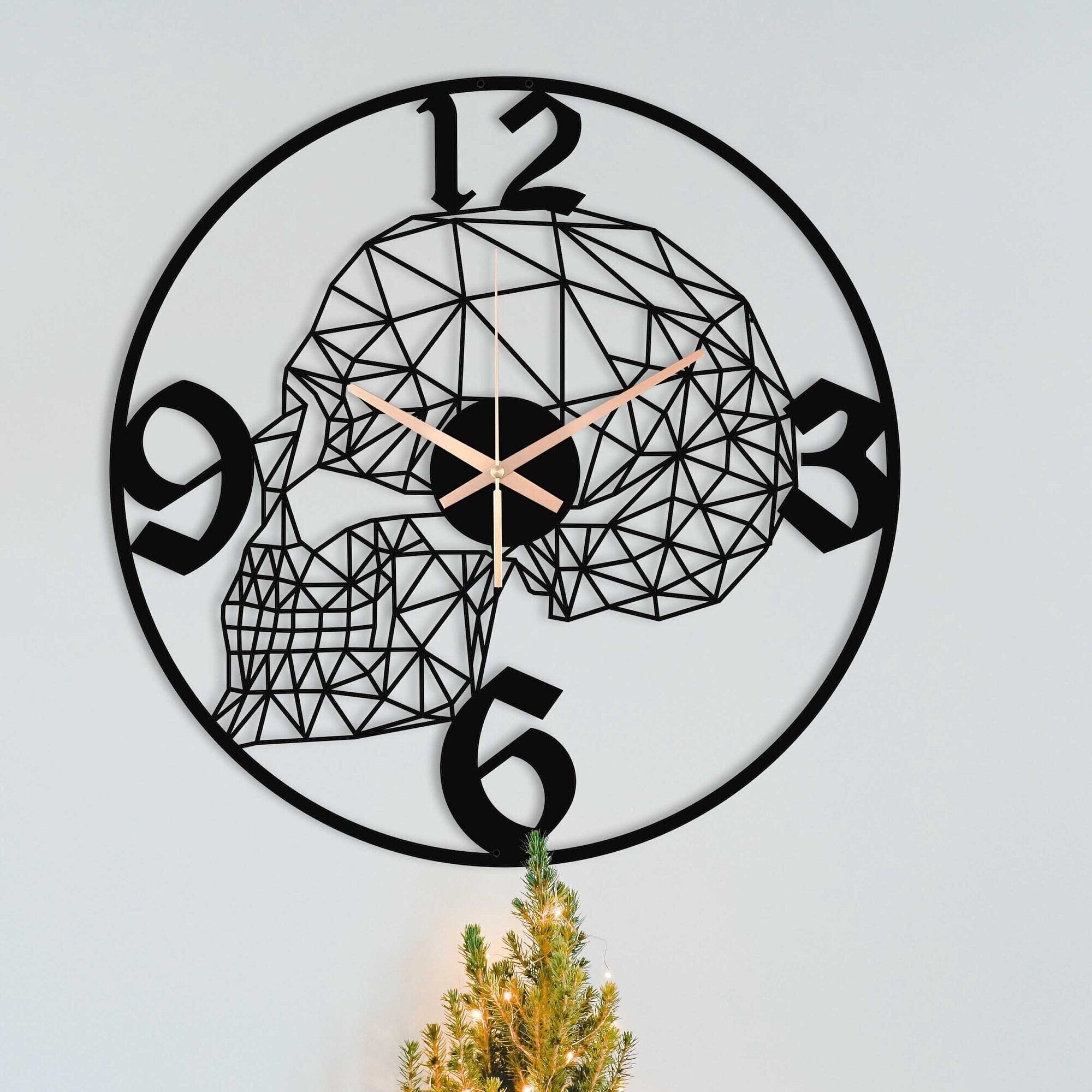 Skull Clock, Halloween Clock, Skull Large Metal Wall Clock, Gothic Wall Clock, Unique Wall Clock, Large Skull Wall Clock, Laser Cut Clock