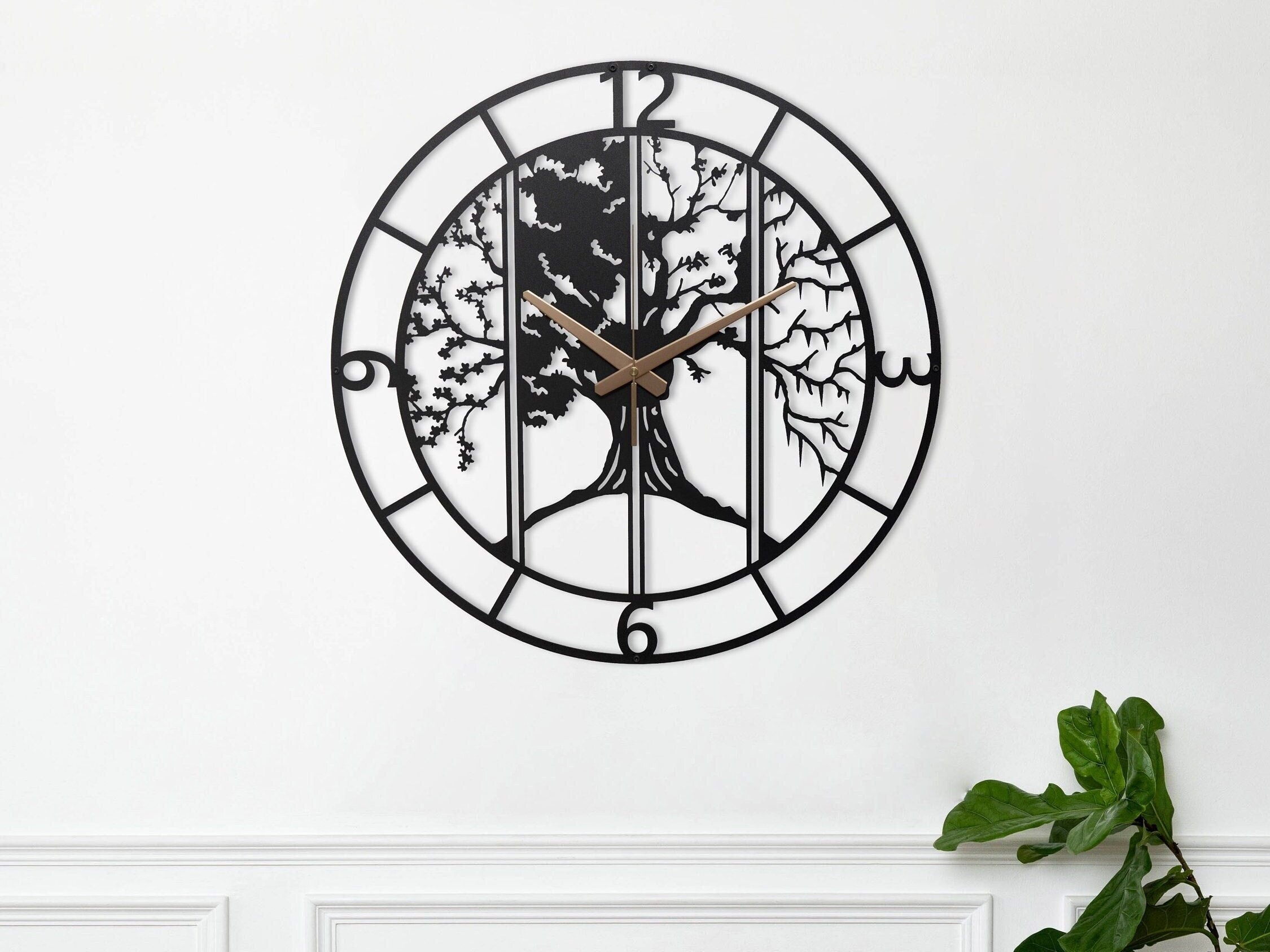 Tree of Life Oversized Patio Wall Clock, Thanksgiving Gift, Four Season Modern Wall Clock, Unique New Home Wall Hanging Decor Christmas Gift