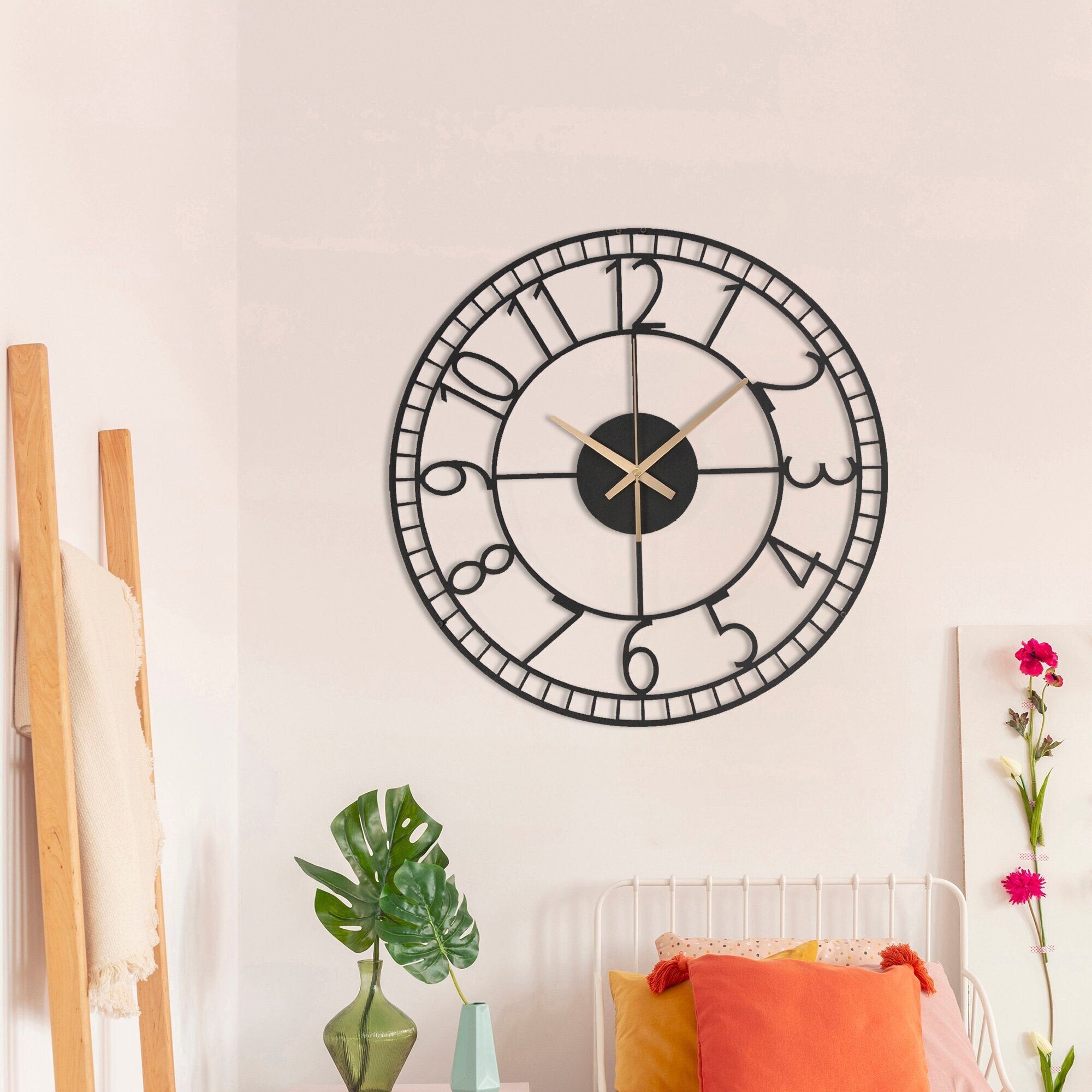 35 inch Metal Wall Clock, Extra Large Clock, Modern Wall Clock, Small Wall Clock, Outdoor Wall Clock, Unique Wall Clock, Contemporary Clock