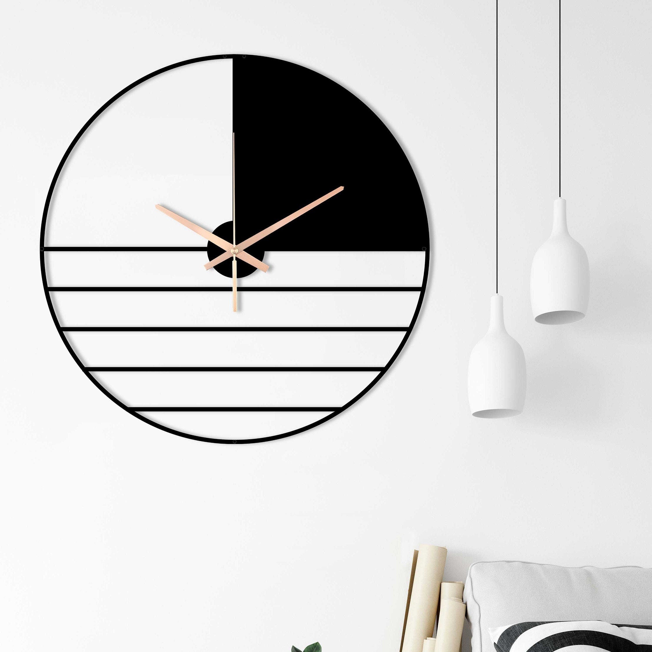 Minimalist Clock, Oversized Wall Clock, Minimal Wall Clock, Large Metal Wall Clock Handmade Small Wall Clocks For Home Decore, Laser Cut