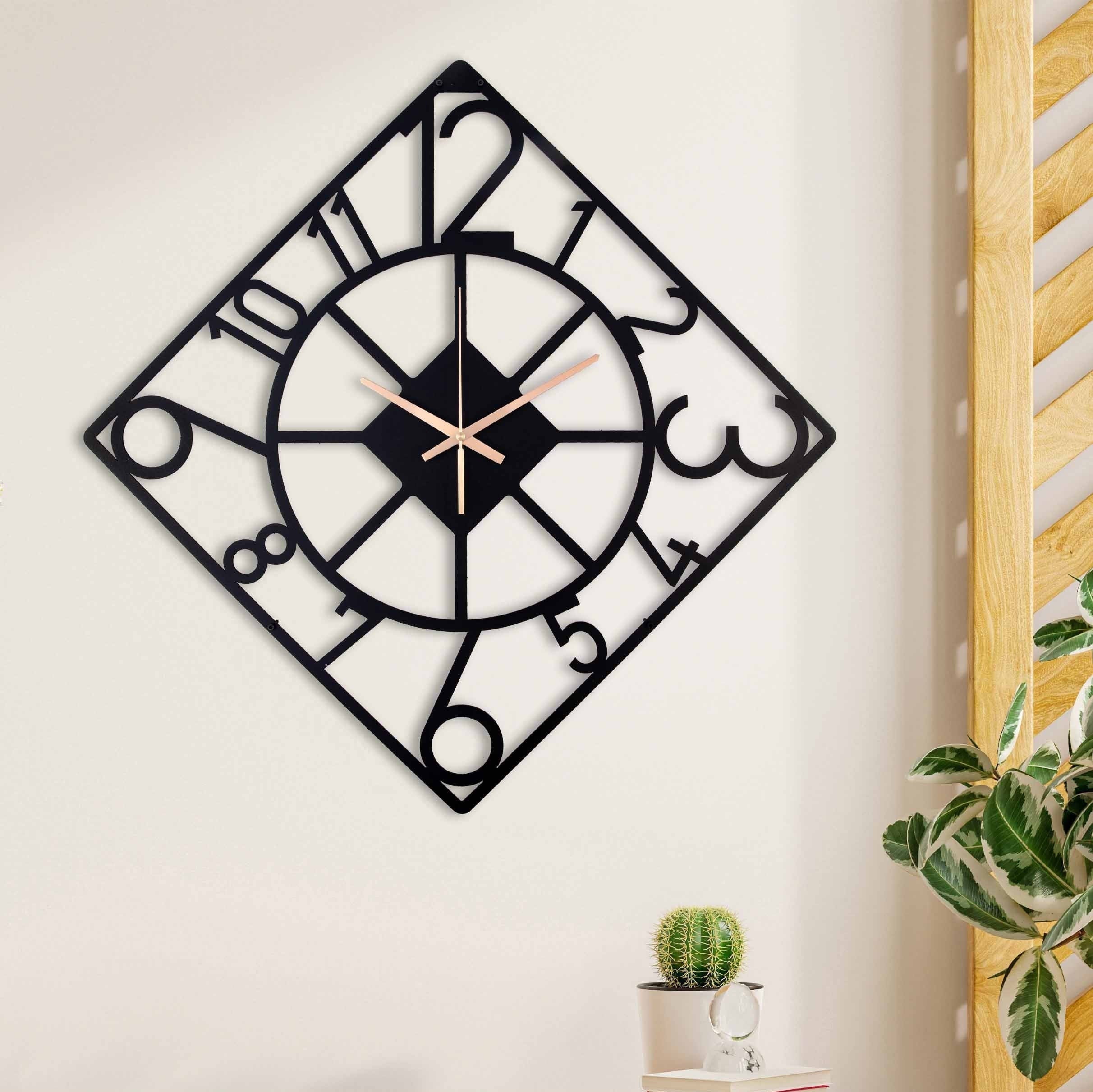 Square Wall Clock, Modern Wall Clock, Home Decor And Gifts, Unique Wall Clock, Metal Wall Clock, Outdoor Clock With Numbers, Laser Cut Clock