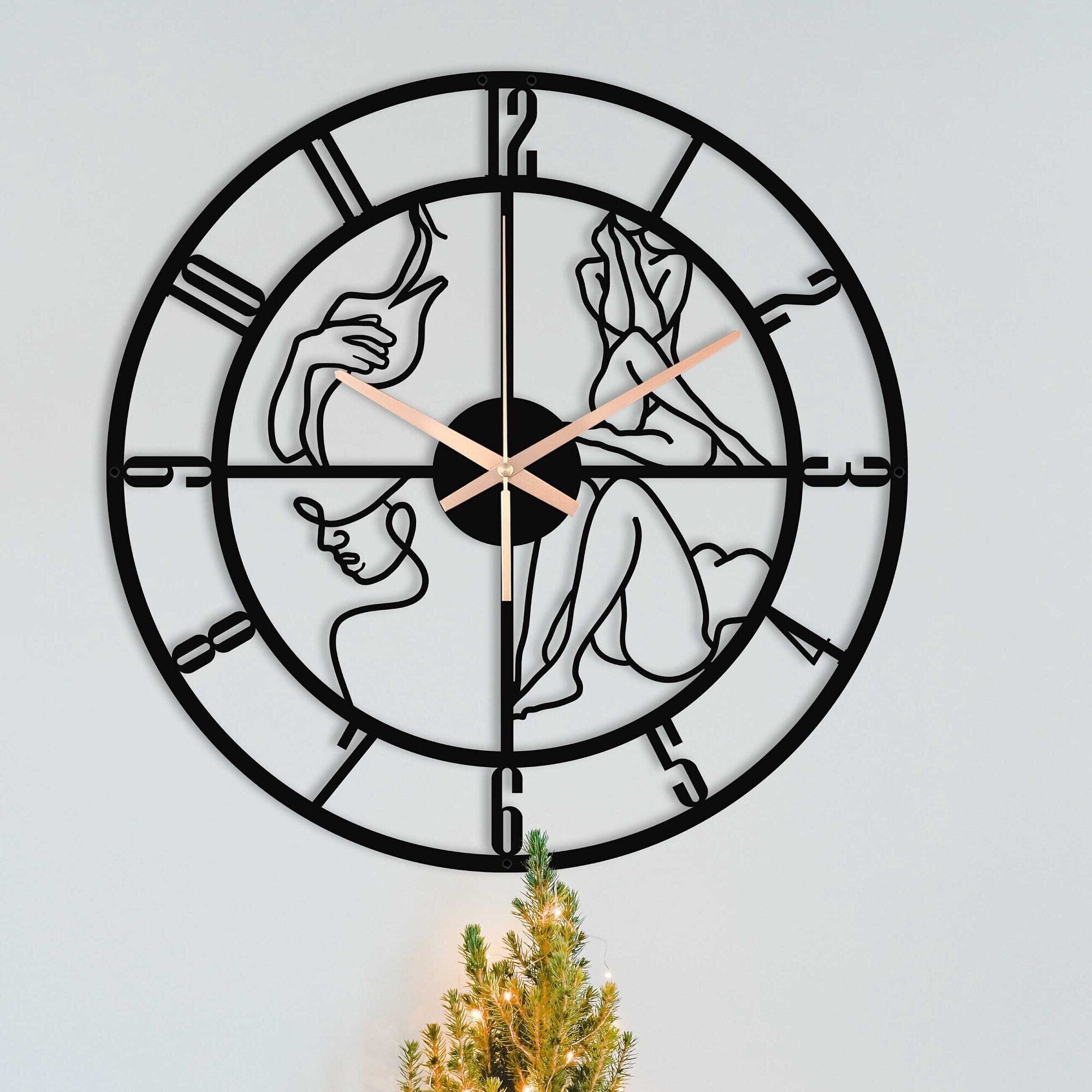 Sexy Metal Wall Clock, Nude Woman Minimalist Clock, Silent Line Art Black Wall Clock, Bedroom Wall Clock, Unique Wall Clock, Laser Cut Clock