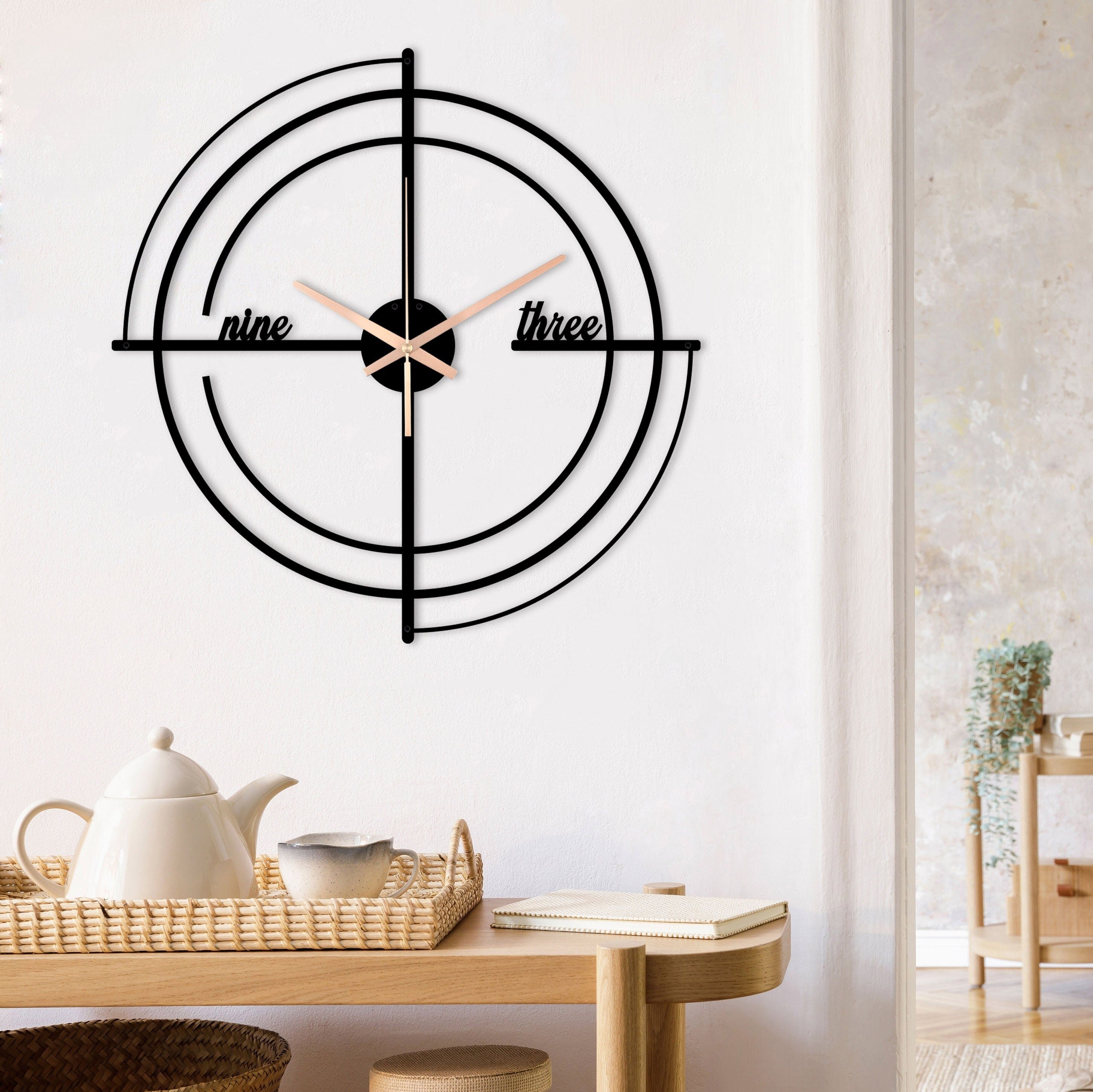 Minimalist Clock, Handmade Wall Clock, Home Decor And Gifts, Minimal Wall Clock, Large Metal Wall Clock, Silent Wall Clock, Clocks For Wall