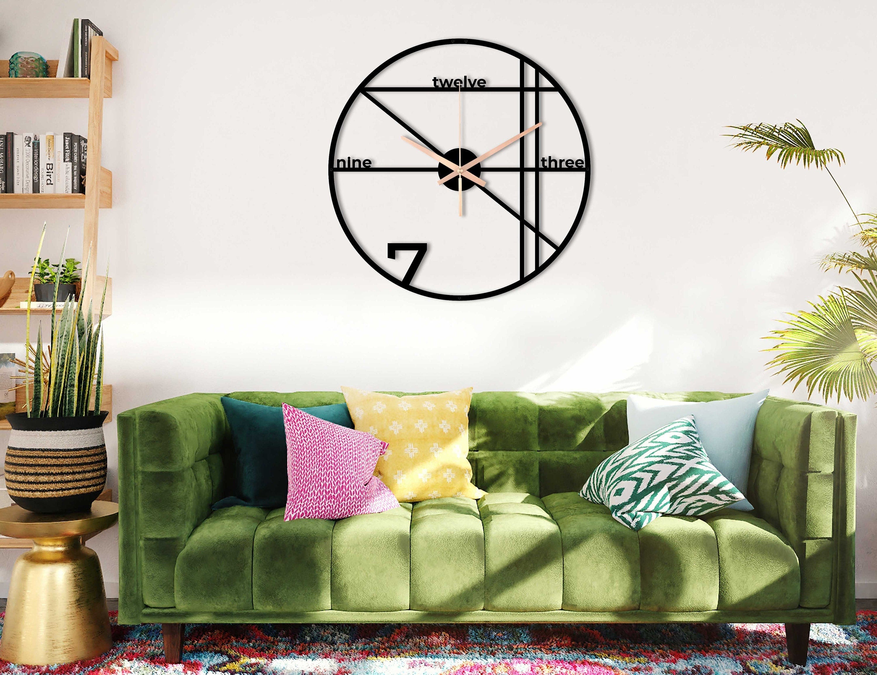 Modern Wall Clock, Minimalist Clock, Large Wall Clock, Unique Wall Clock, Silent Oversized Wall Clock, Minimal Wall Clock, Laser Cut Clock