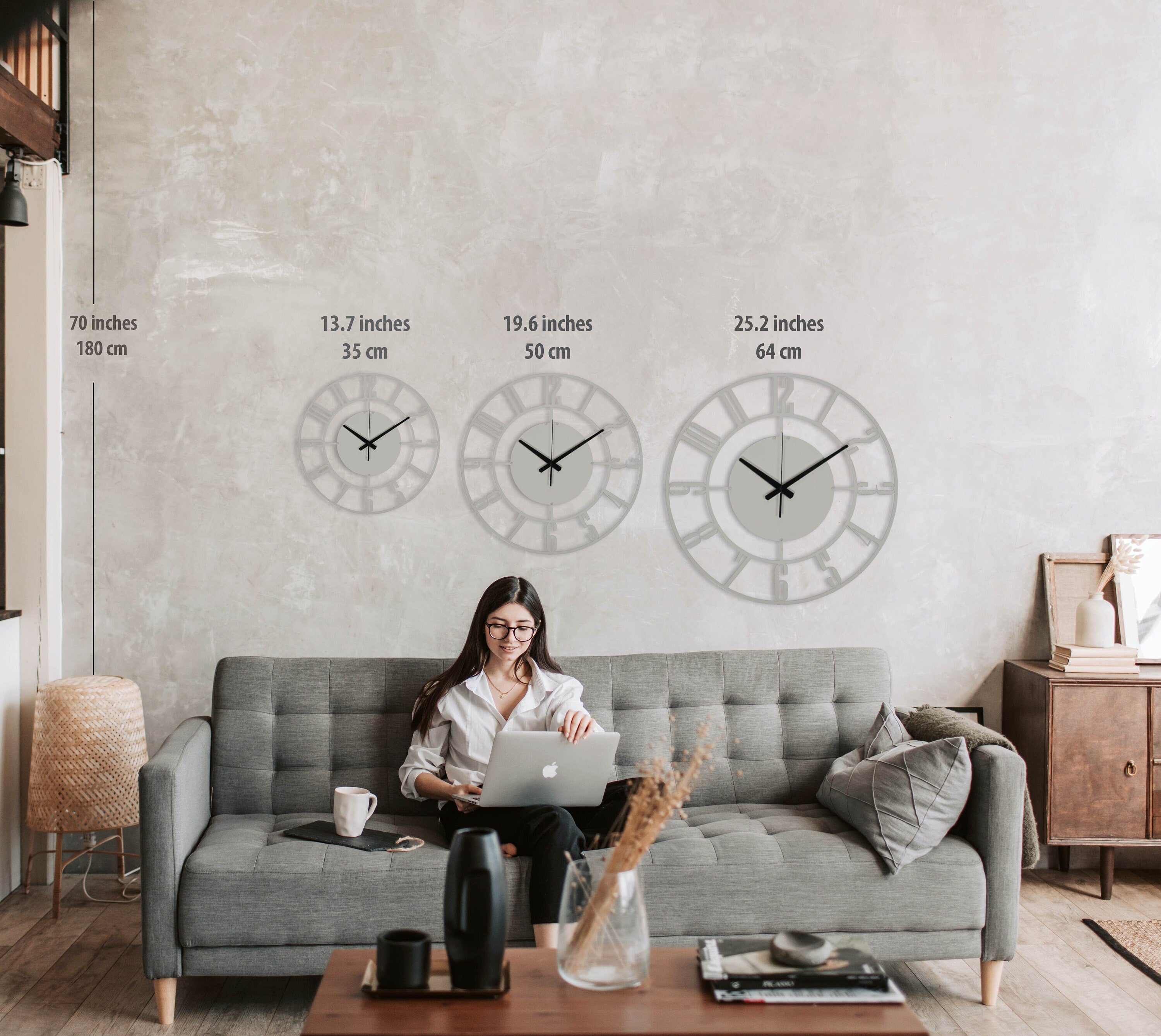 Silver Clock, Modern Wall Clock, Silent Wall Clock, Metal Wall Clocks, Unique Wall Clock With Numbers, Decorative Clock, Laser Cut Clock