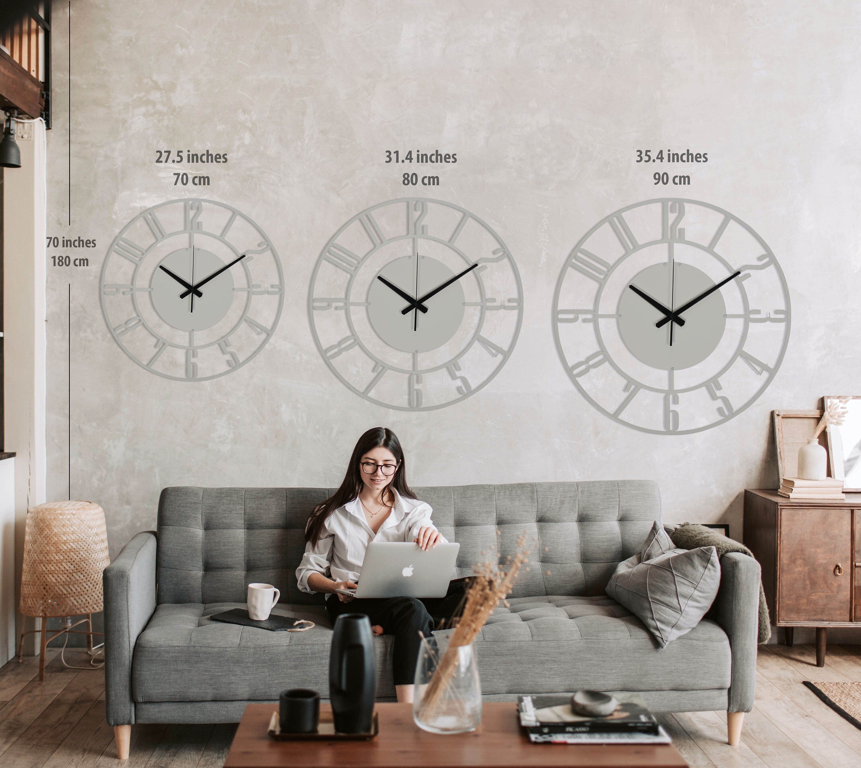 Silver Clock, Modern Wall Clock, Silent Wall Clock, Metal Wall Clocks, Unique Wall Clock With Numbers, Decorative Clock, Laser Cut Clock