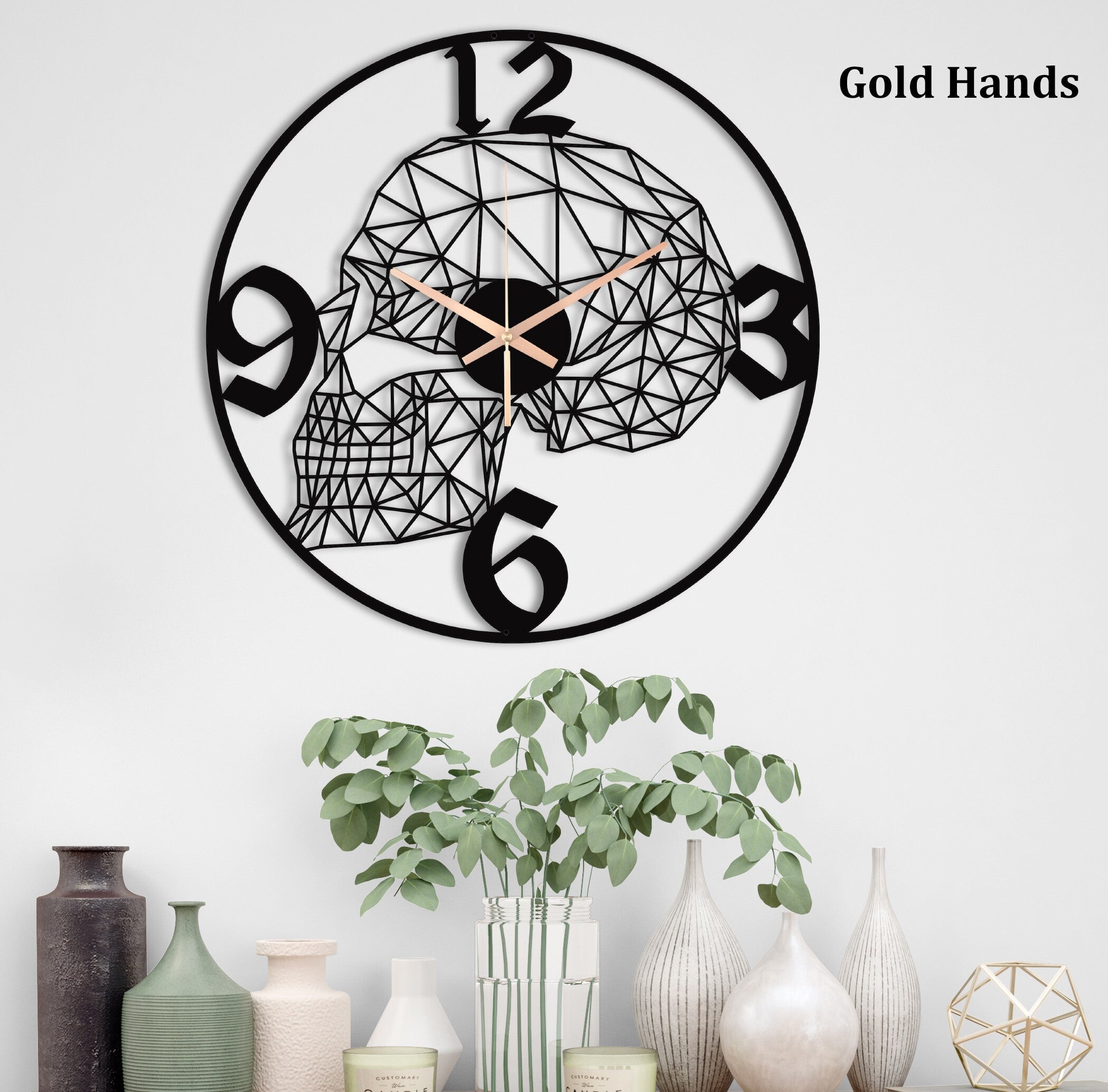 Skull Clock, Halloween Clock, Skull Large Metal Wall Clock, Gothic Wall Clock, Unique Wall Clock, Large Skull Wall Clock, Laser Cut Clock